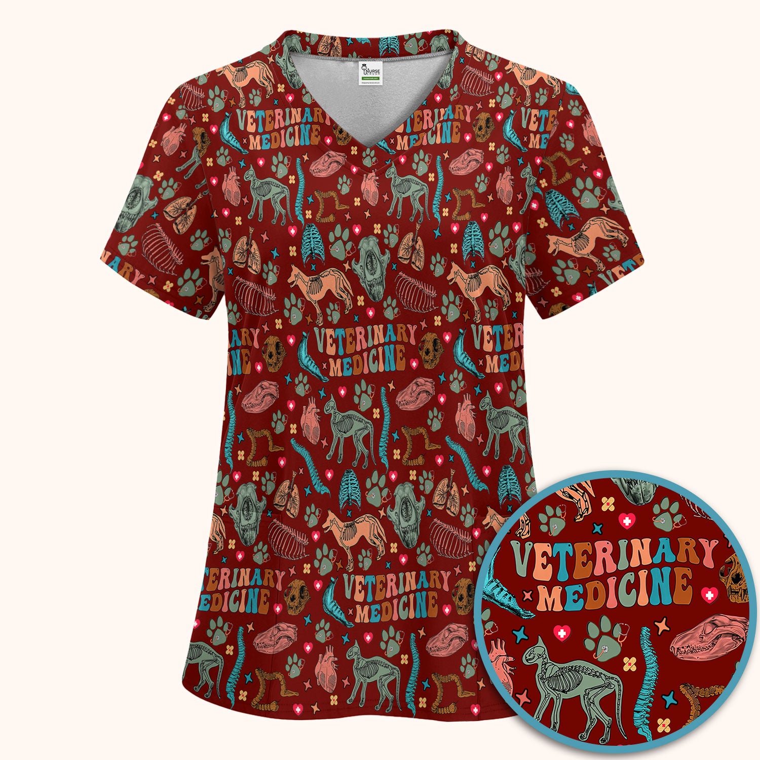 Vet Tech Scrub Set - Veterinary Medicine Scrubs Pants and V Neck Top - Animal Medical Uniform for Women Nurse Gift