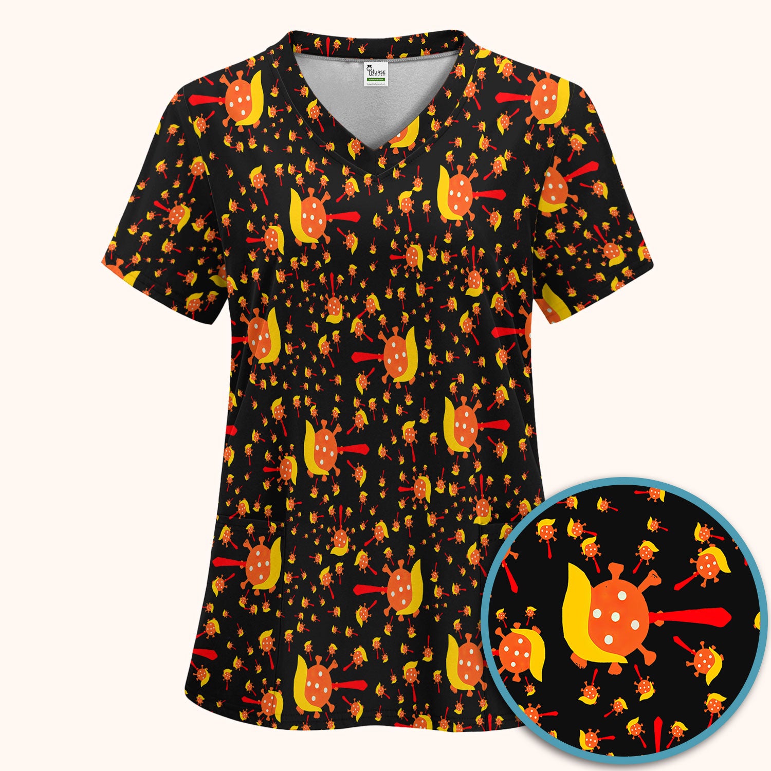 The Deadliest Virus Is Ignorance Scrub Set - Black Nursing Scrubs Pants and V Neck Top - Breathable Fabrics Nursing Uniform