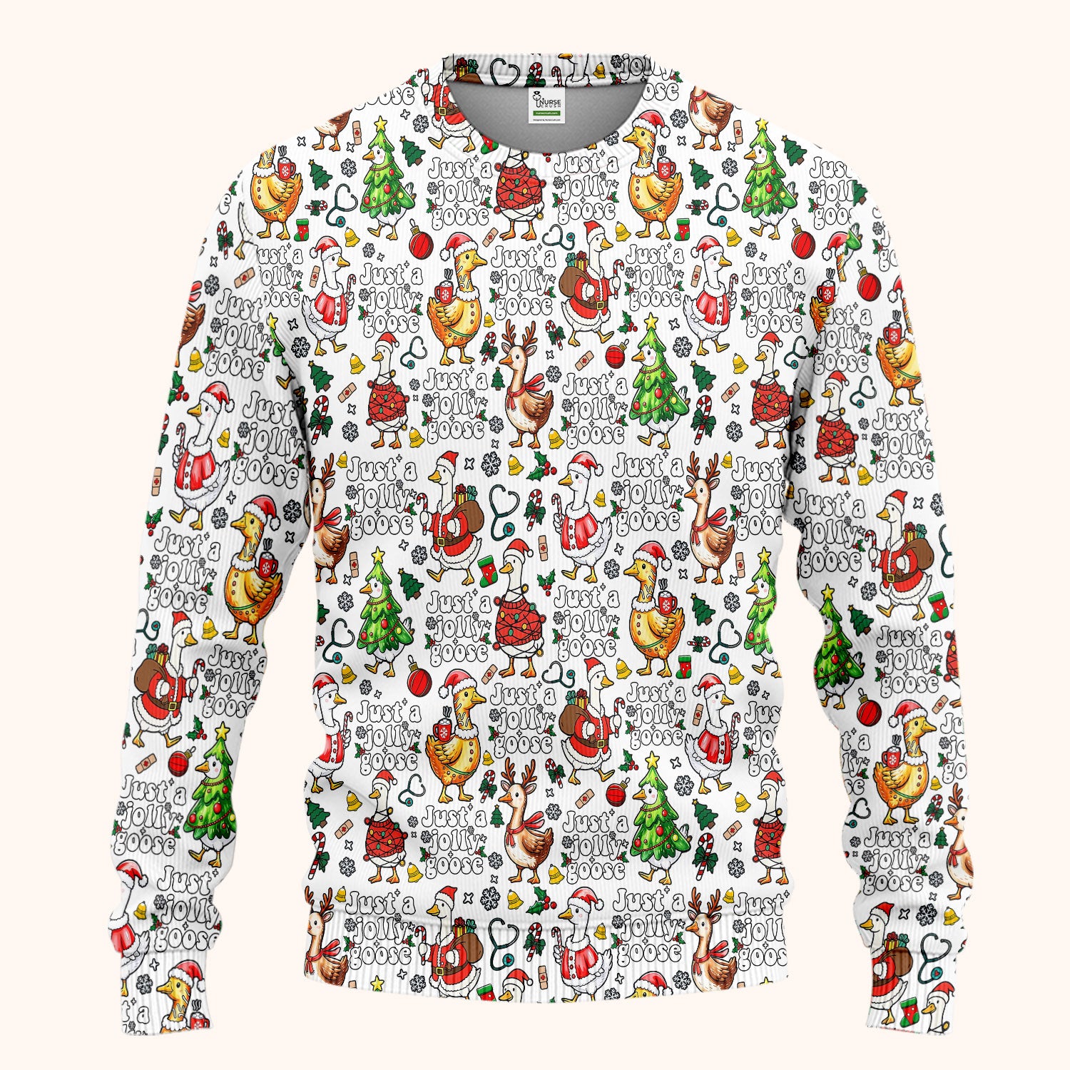 Just a Jolly Goose Funny Christmas Scrub Set - Holiday Medical Uniform for Nurse - Santa Goose Pants and Top