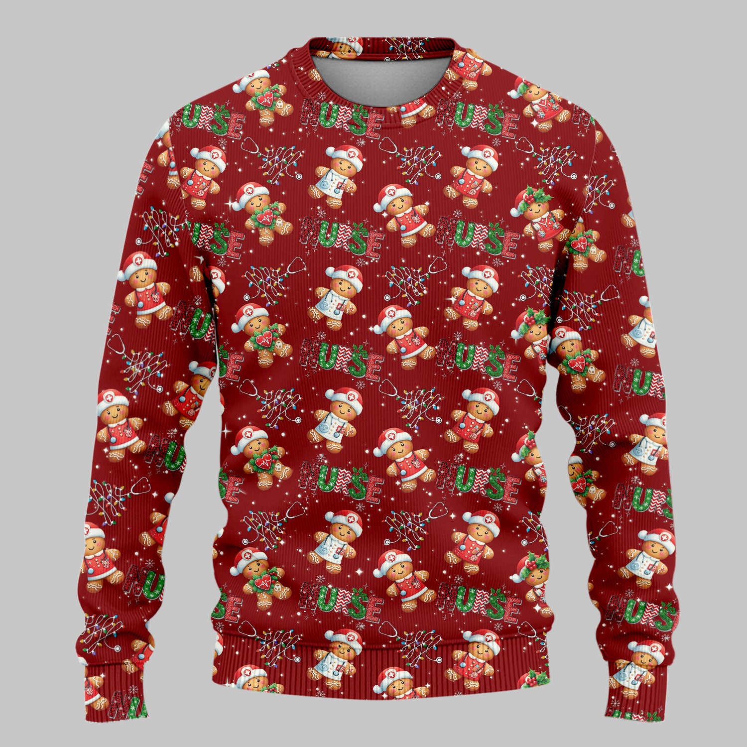 Christmas Gingerbread Women's Scrub Sets - Comfortable Scrubs for Nurses - Funny Xmas Scrub Pants and V Neck Top for RN CNA LPN
