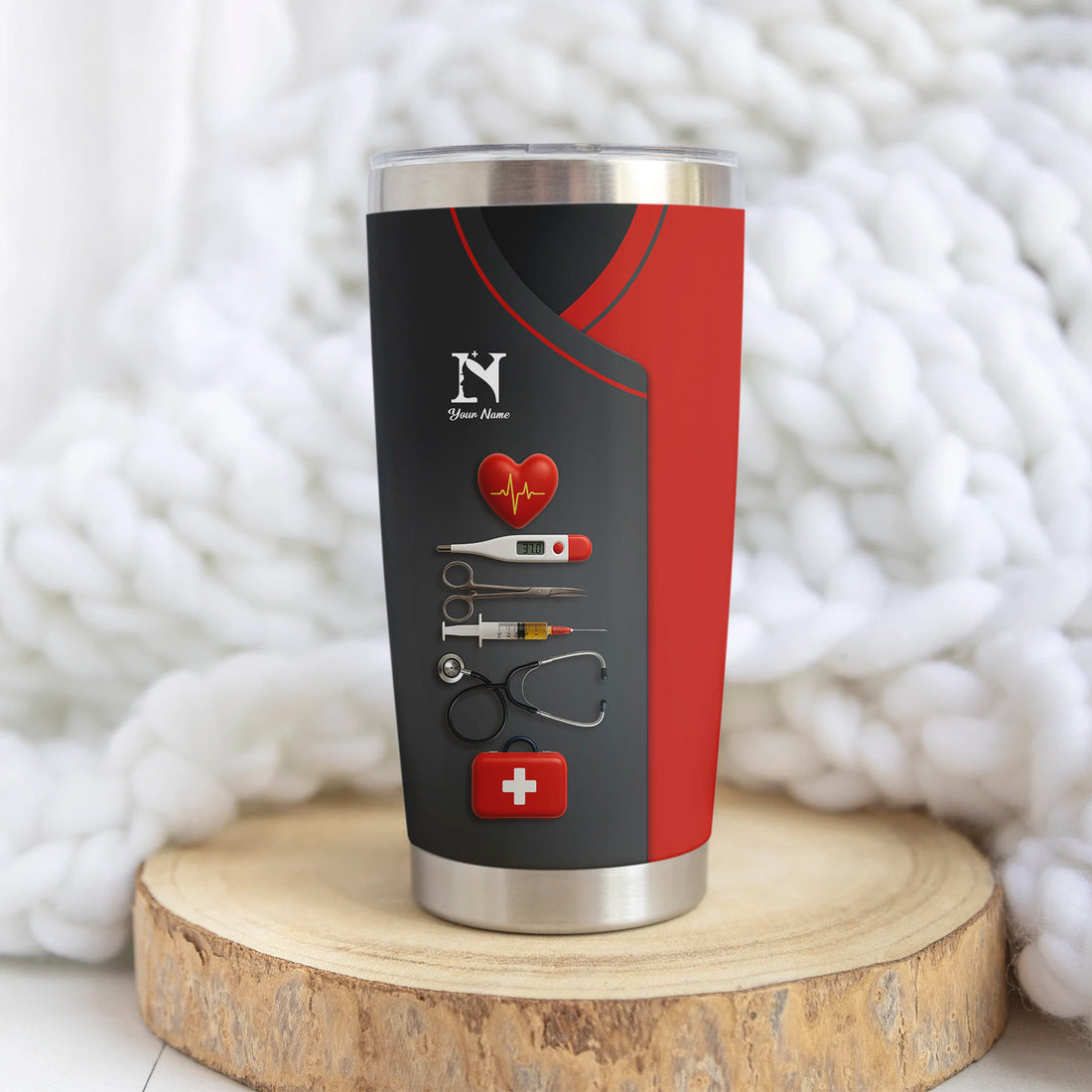 Personalized Nurse Tumbler With Name - 20oz Stainless Steel Medical Tools Cup - Gift for RN CNA EMT