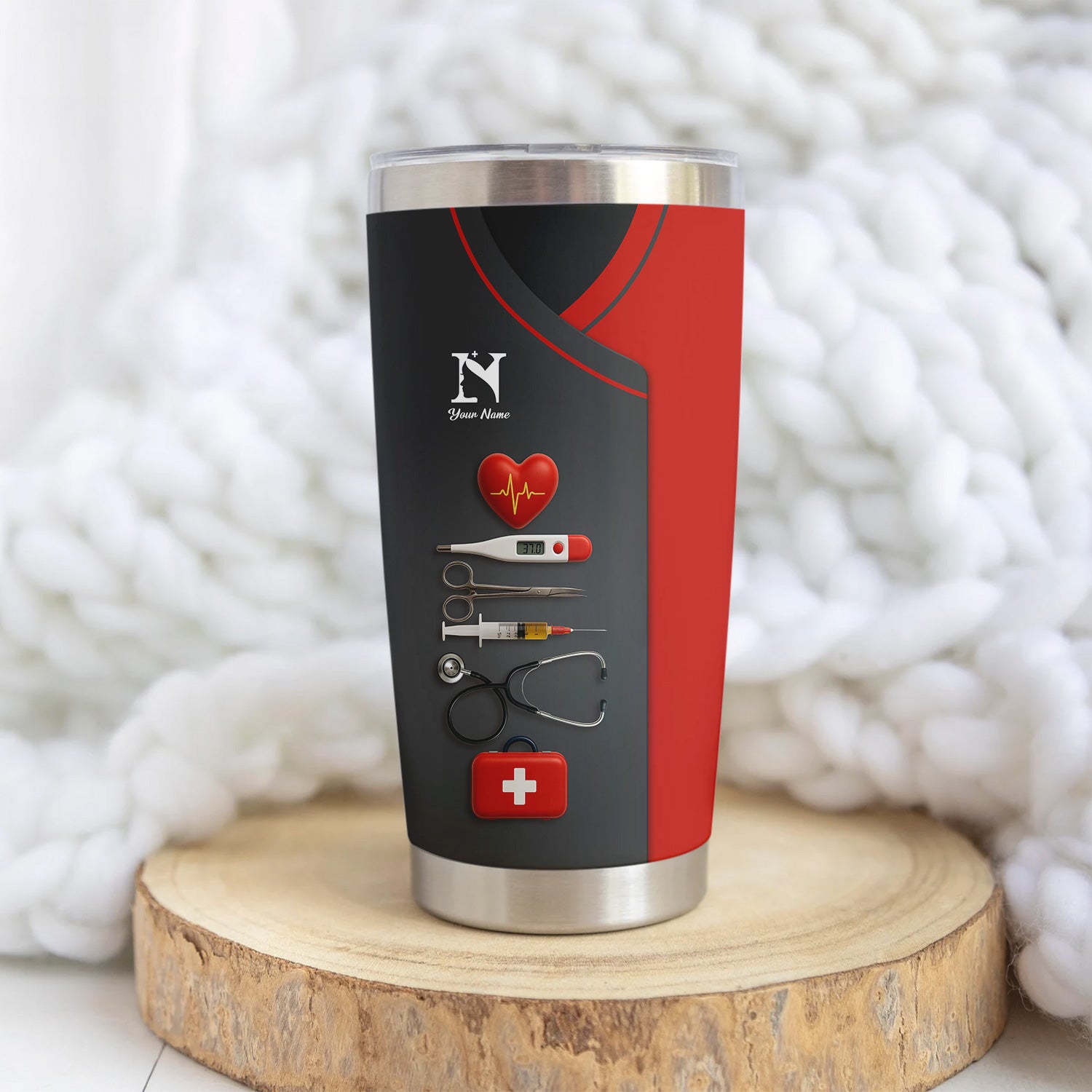 Personalized Nurse Tumbler With Name - 20oz Stainless Steel Medical Tools Cup - Gift for RN CNA EMT