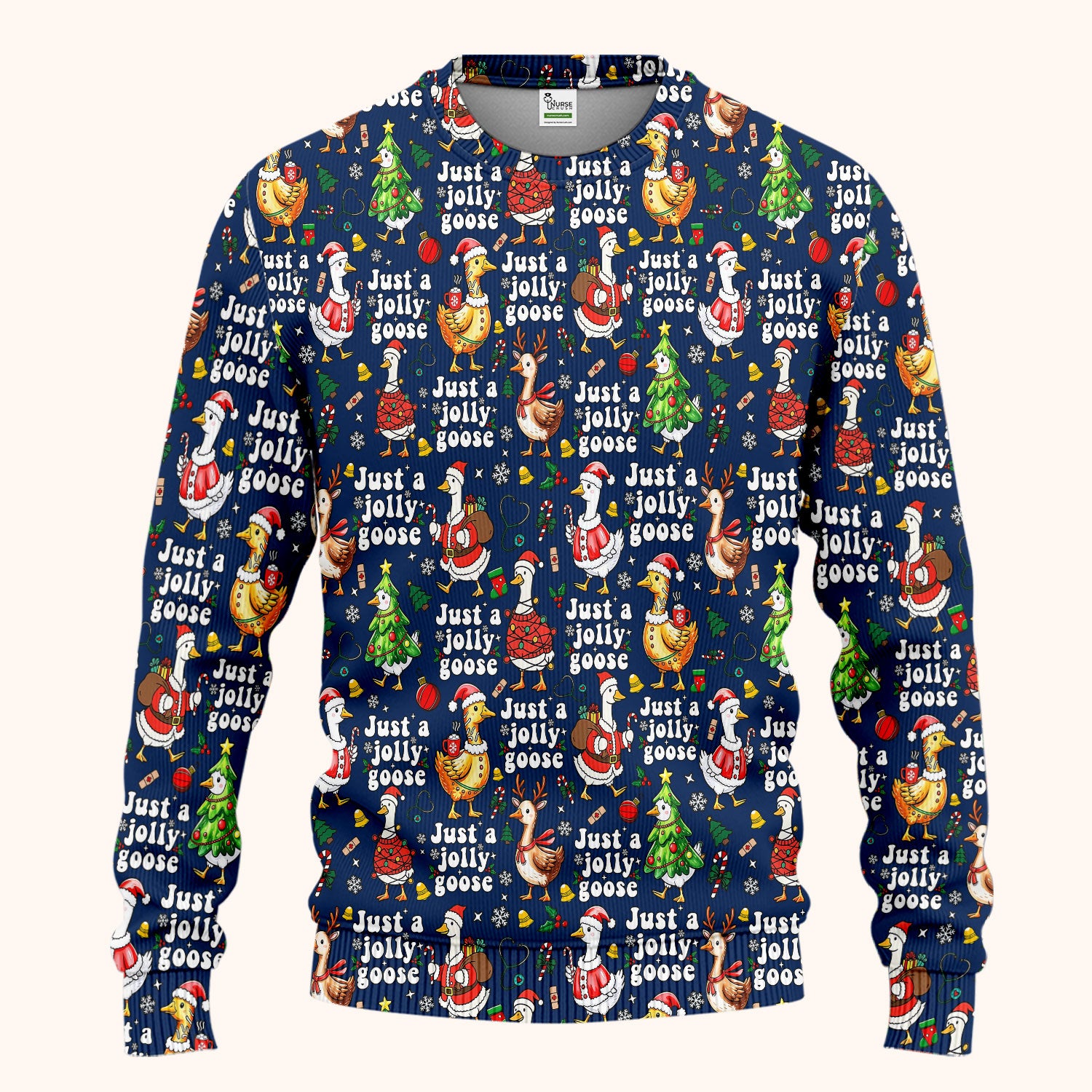 Just a Jolly Goose Funny Christmas Scrub Set - Holiday Medical Uniform for Nurse - Santa Goose Pants and Top