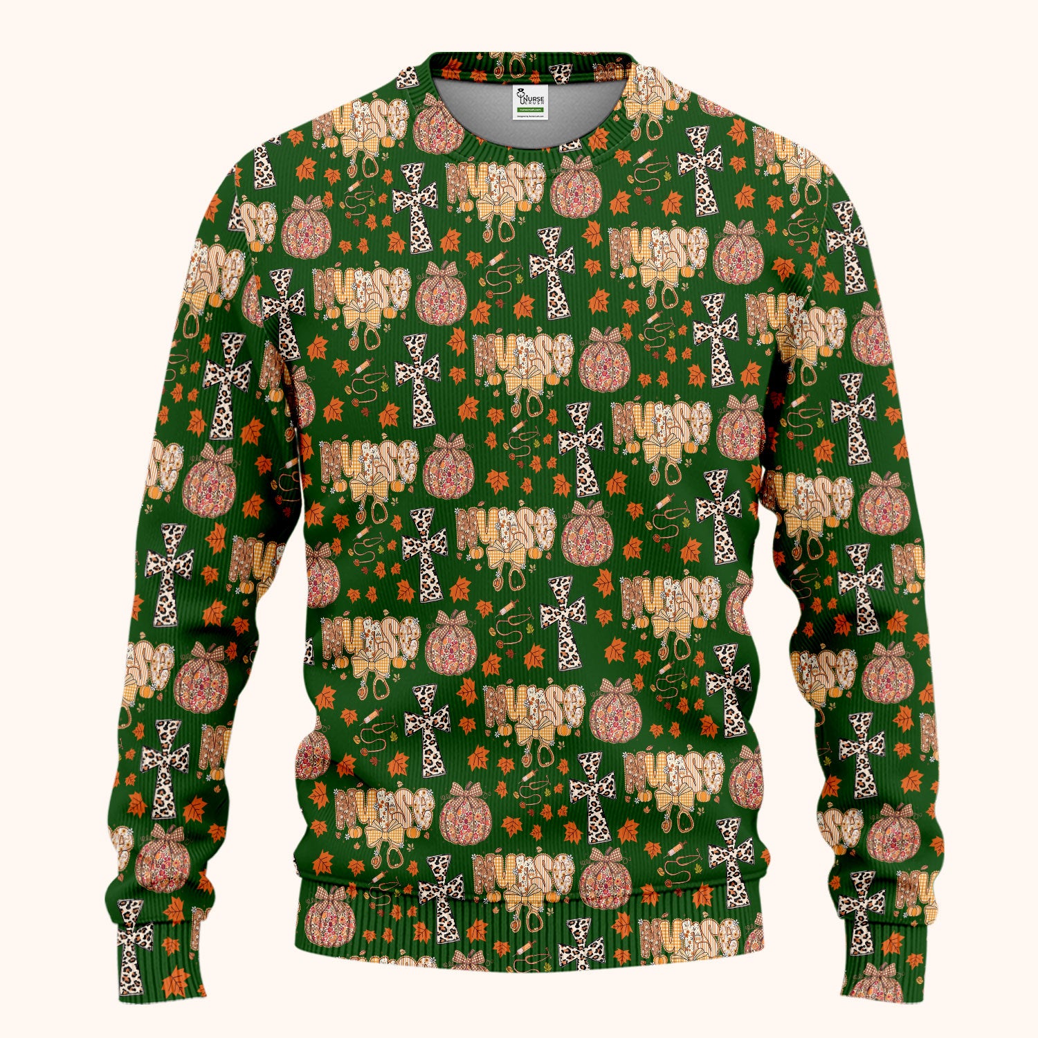 Floral Pumpkin Scrub Set for Women - Coquette Bow Thanksgiving Scrubs Pants and V Neck Top - Comfortable Medical Uniform