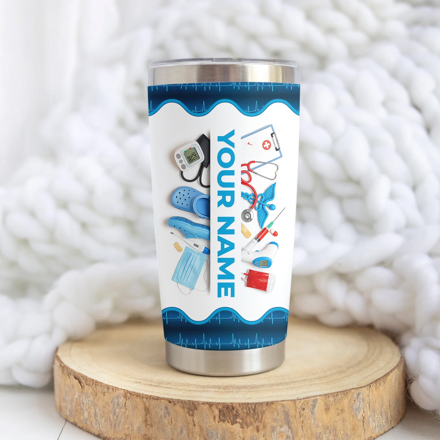 Personalized Nurse Nutrition Facts Tumbler - Custom Name RN CNA LPN Cup - Funny Medical Gift for Women in Healthcare Who Work Miracles and Deserve Appreciation