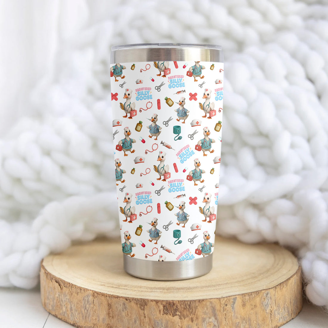 Funny Silly Goose Nurse Tumbler for Women - Cute RN CNA LPN Coffee Cup - Personalized Gift for Healthcare Workers