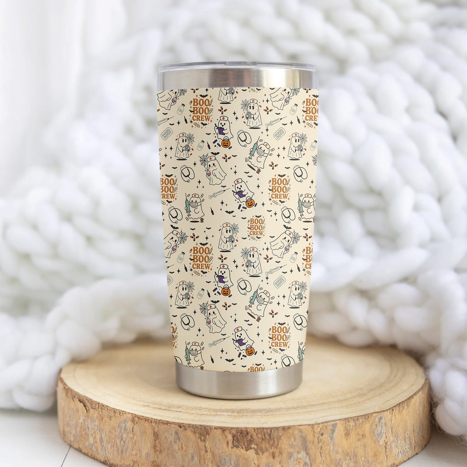 BOO BOO CREW Halloween Nurse Tumbler - Cute Medical Ghost Design Drinkware - Spooky Gift for RN CNA EMT Healthcare Workers