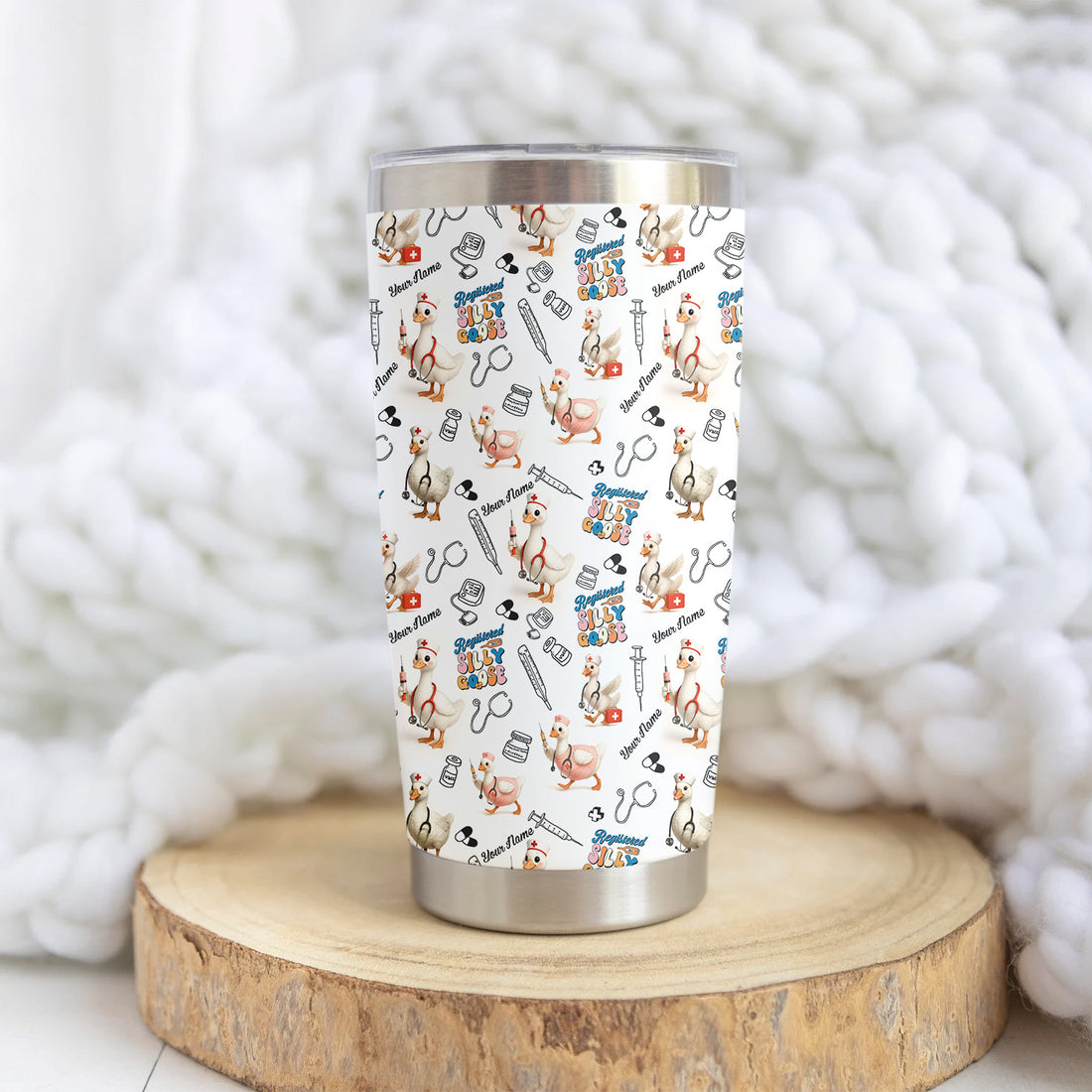 Custom Silly Goose Nurse Life Tumbler - Hilarious Gift for RN LPN CNA Women - Personalized Stainless Cup for Healthcare Workers