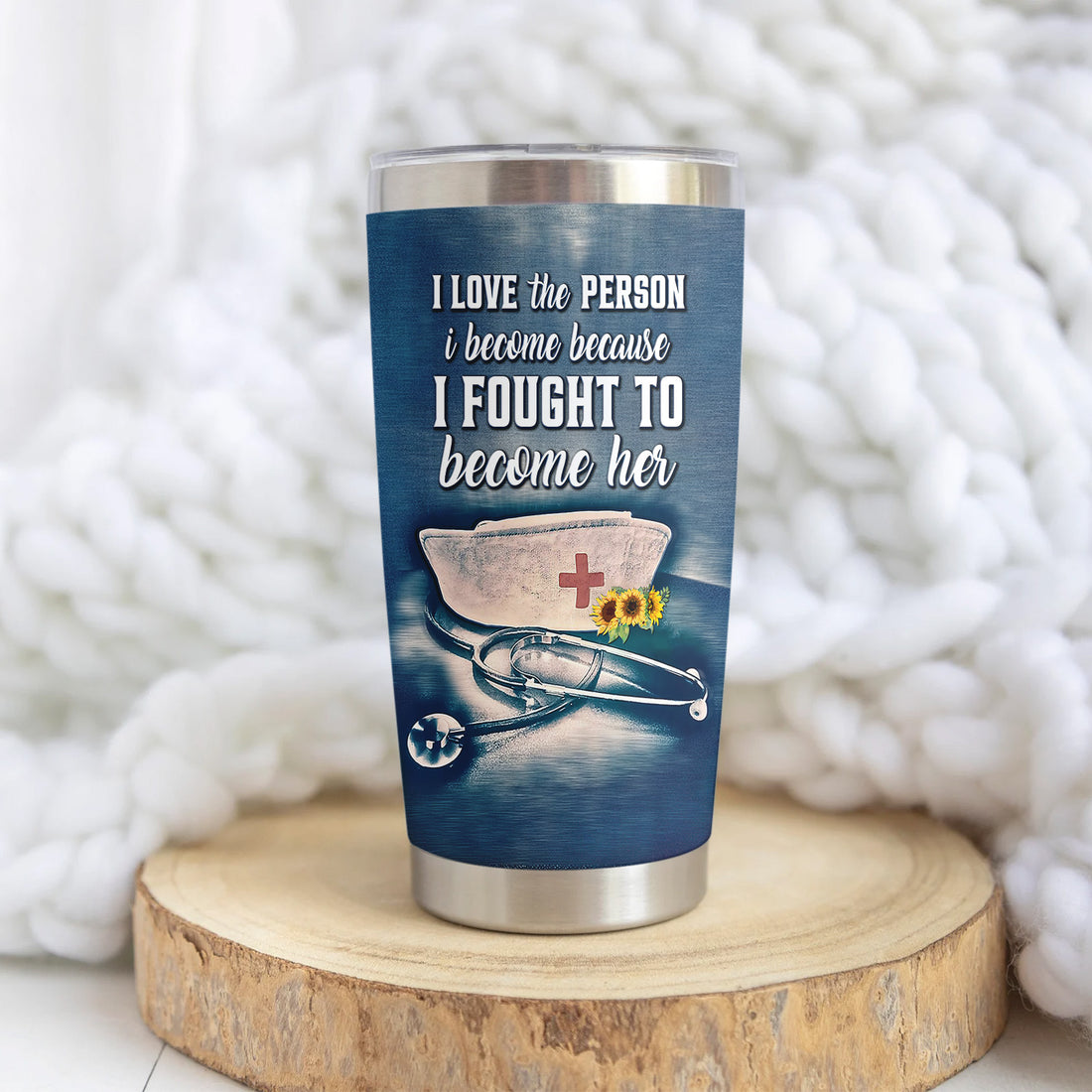 Personalized RN Nurse Tumbler - I Fought To Become Her Quote - Gift for RN CNA LPN Nursing Appreciation