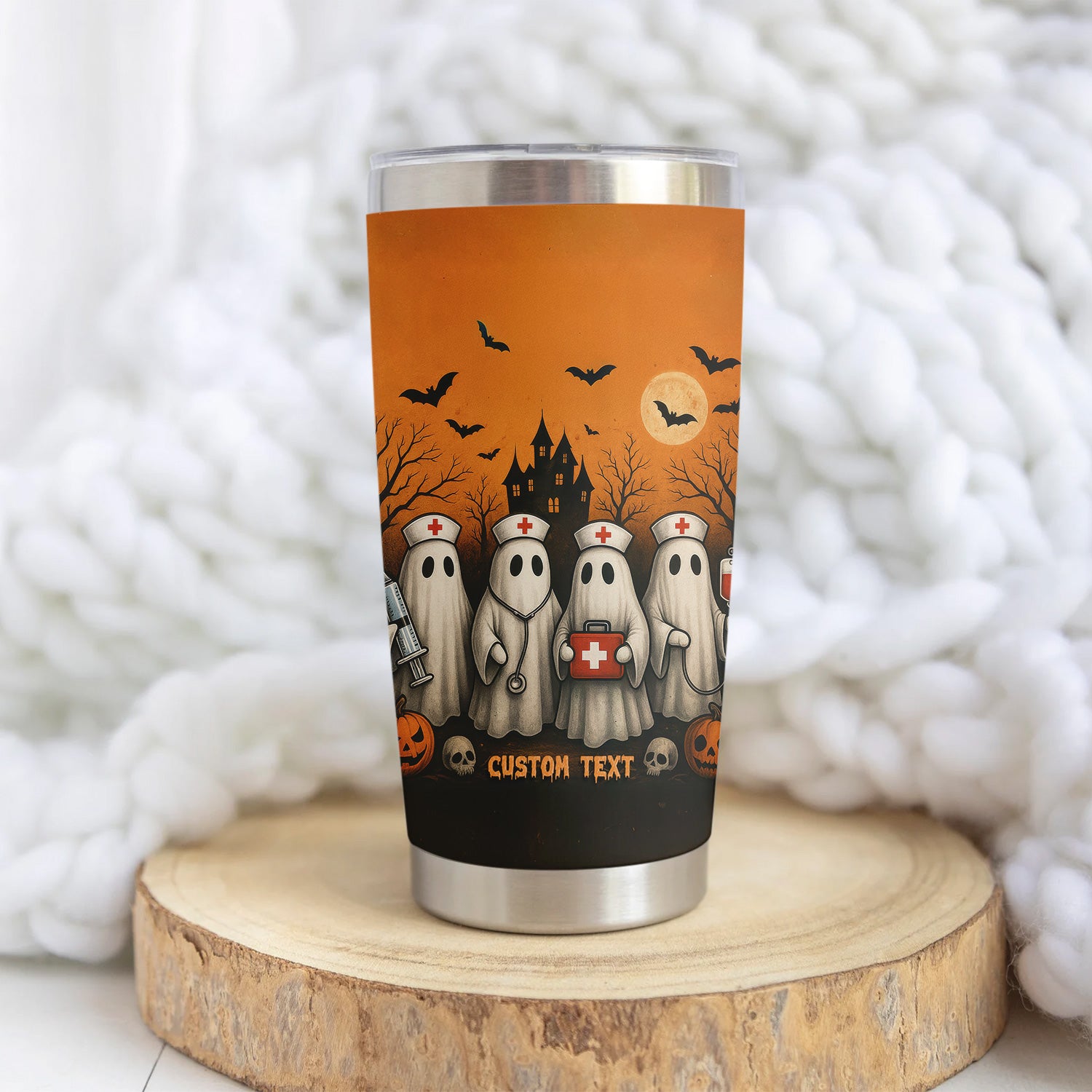 Funny Boo Boo Crew Nurse Tumbler - Halloween Ghost & Medical Design - Customizable Text Gift for RN CNA LPN Healthcare Professionals