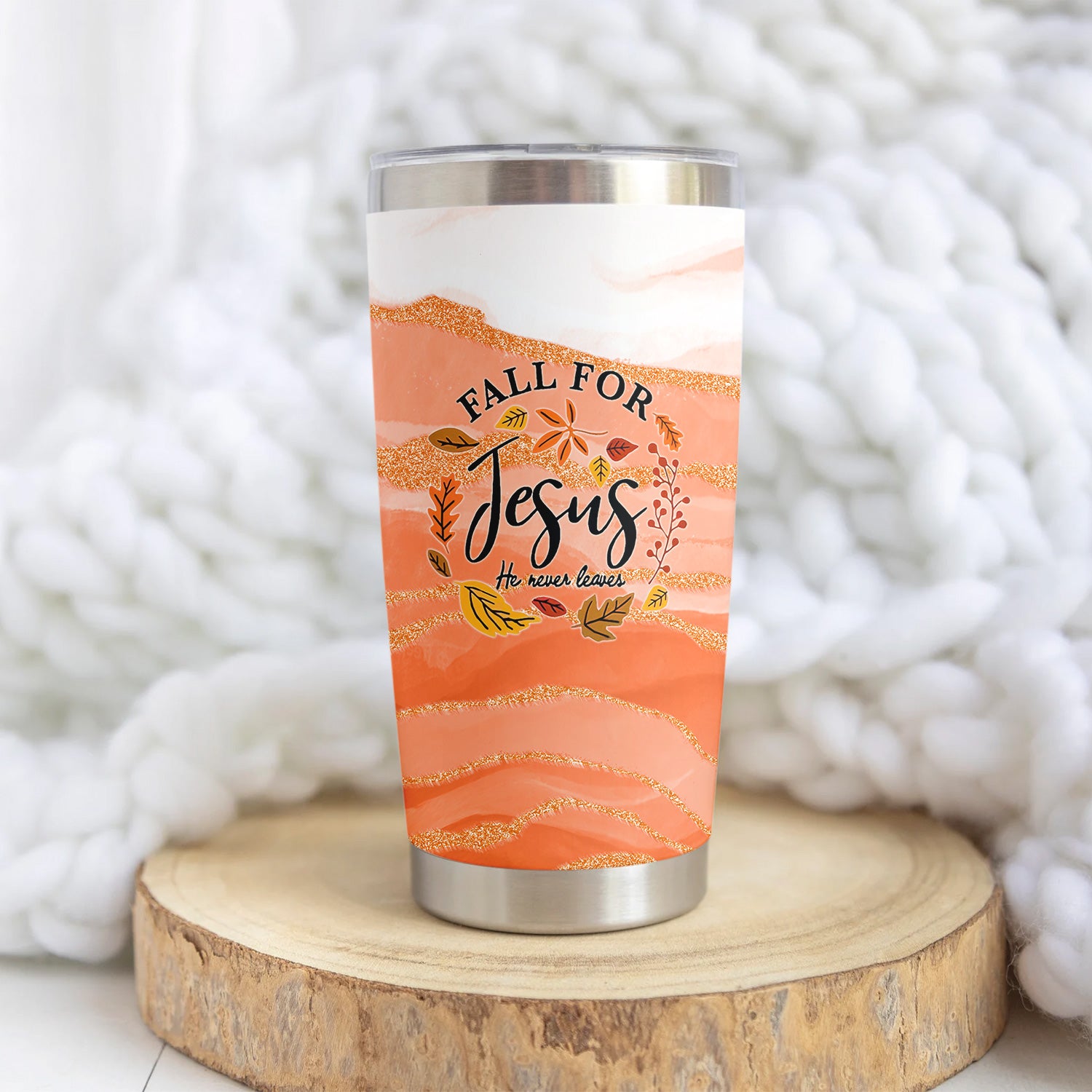 Faith Fall Tumbler for Nurses - Fall for Jesus He Never Leaves - Gift for Women RN LPN CNA