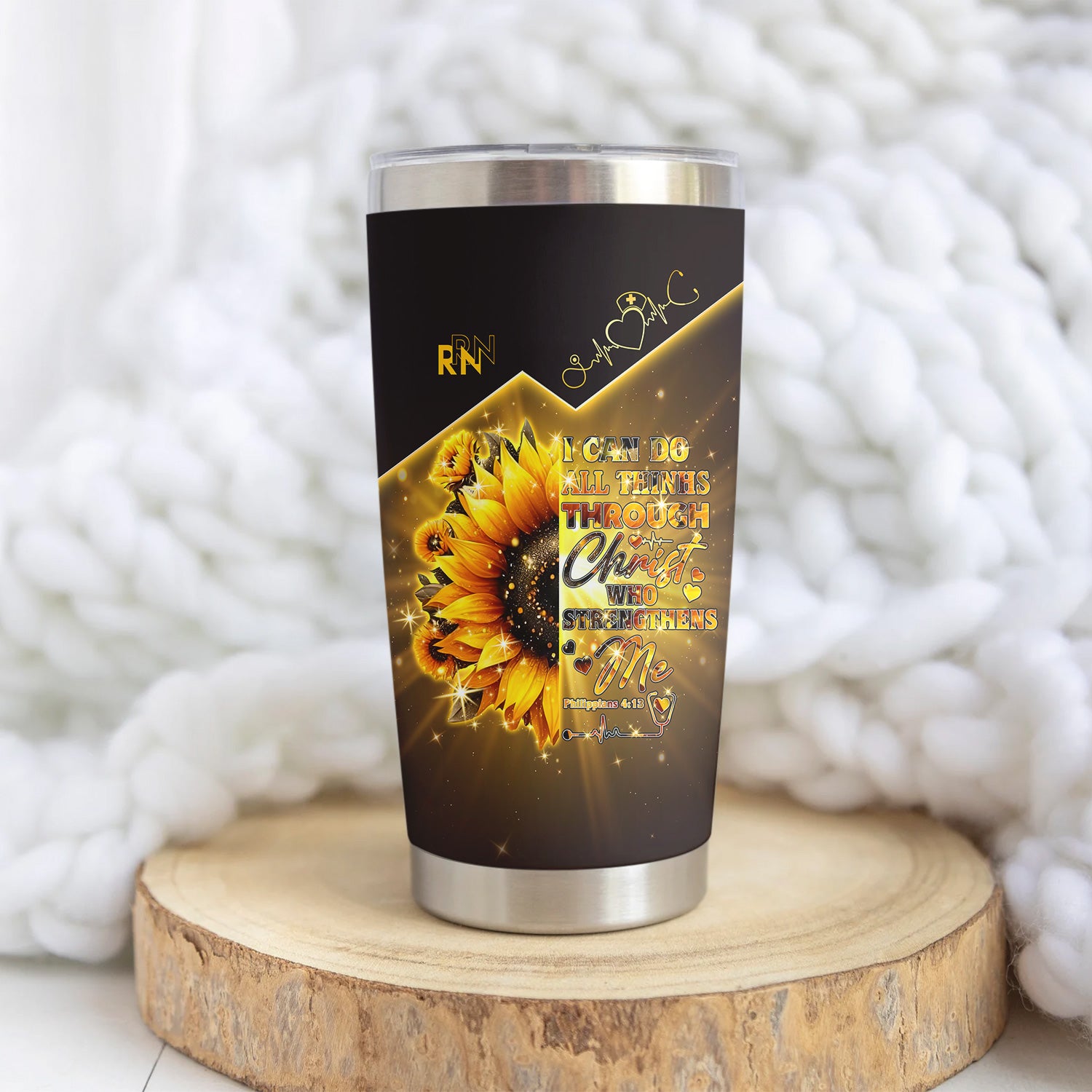 Personalized Faith Nurse Tumbler - I Can Do All Things Through Christ Graphic - Christian Nurses RN LPN CNA Gift