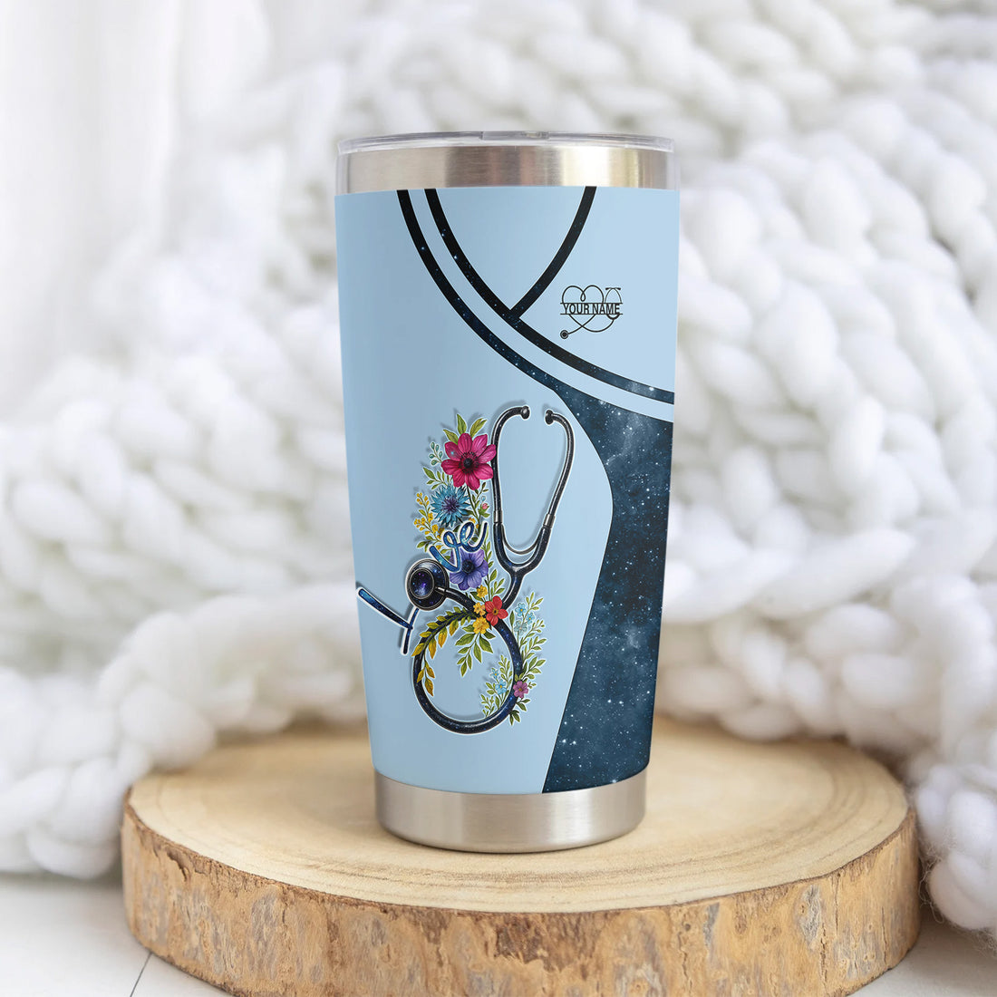 Personalized Nurse Tumbler with Floral Stethoscope Design - Let There Be Nurses Bible Verse - Custom Gift for RN, CNA, LPN & Healthcare Workers