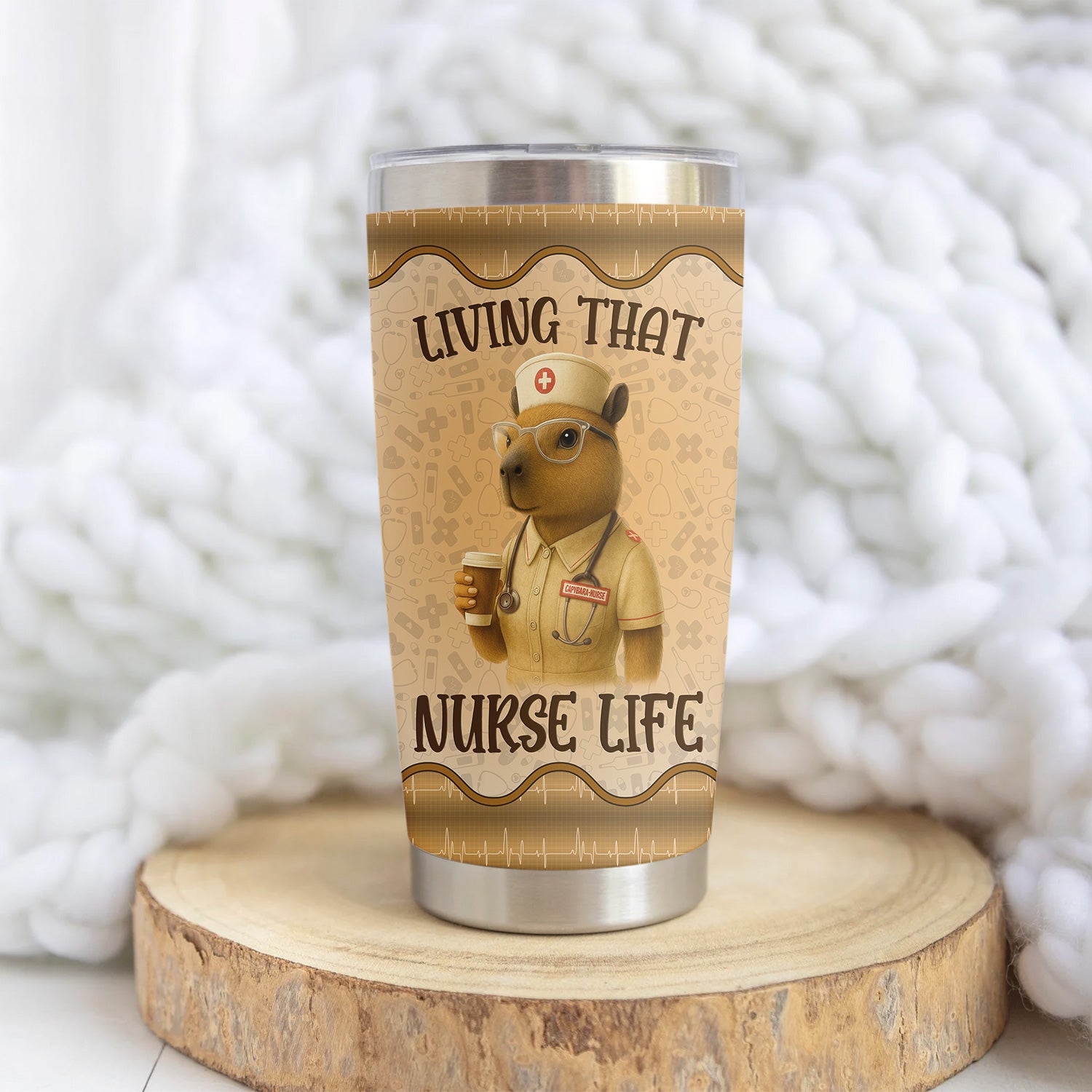Personalized Nurse Capybara Tumbler - Custom Name & Stethoscope Graphic Design - Gift for RN LPN Healthcare Workers
