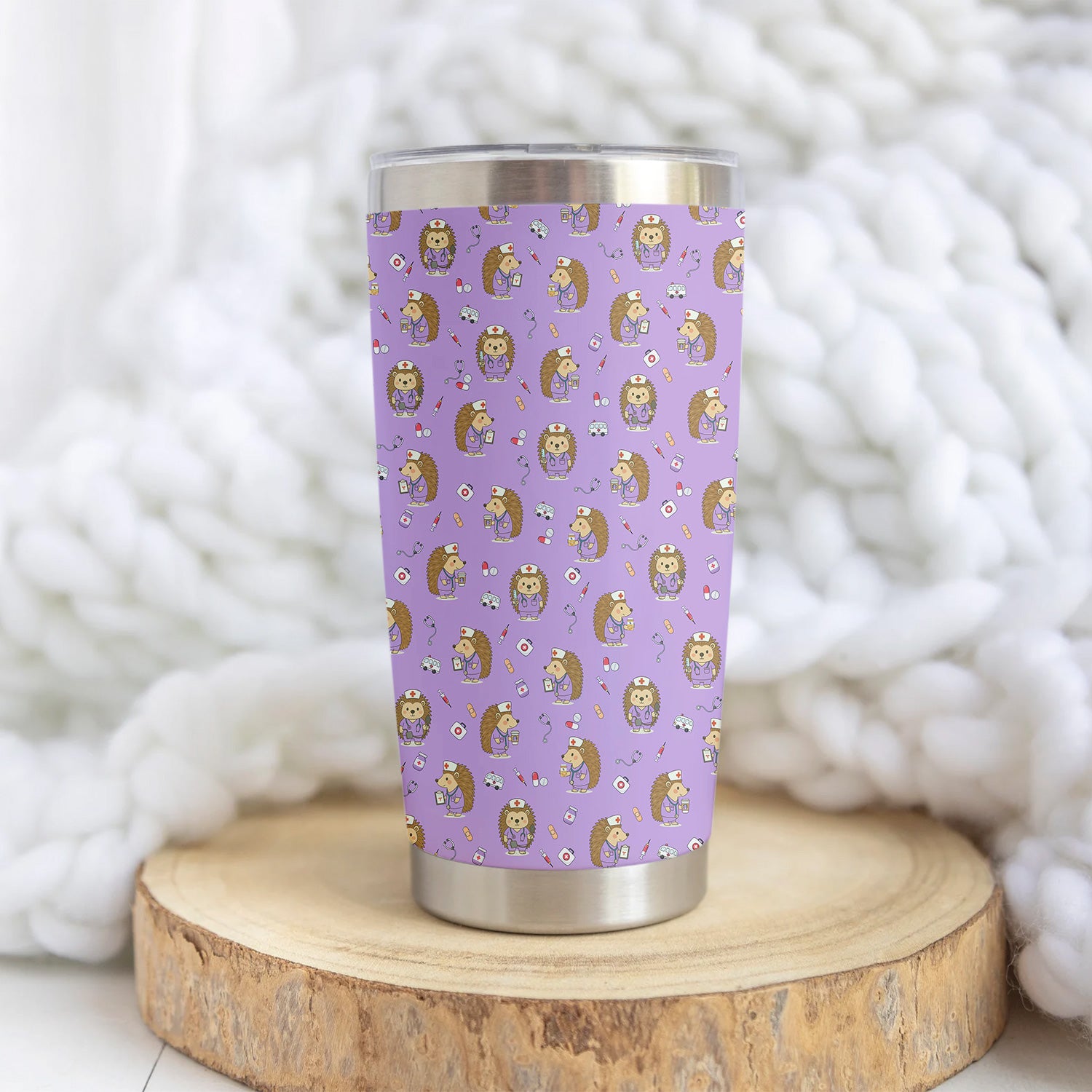 Adorable Hedgehog Nurse Tumbler - Hilarious Gift for RN LPN CNA Women - Personalized Stainless Cup for Healthcare Workers