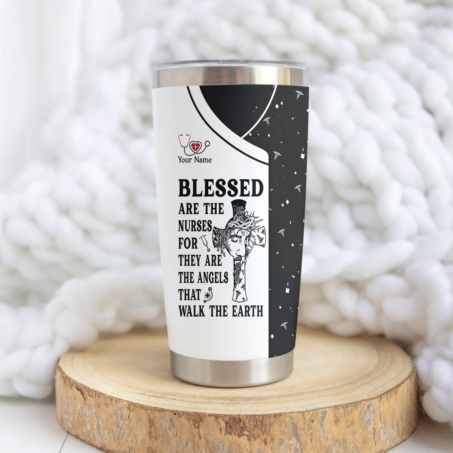 Custom Faith Nurse Tumbler - Blessed Are The Nurses Angel - Gift for Women RN LPN & Healthcare Workers