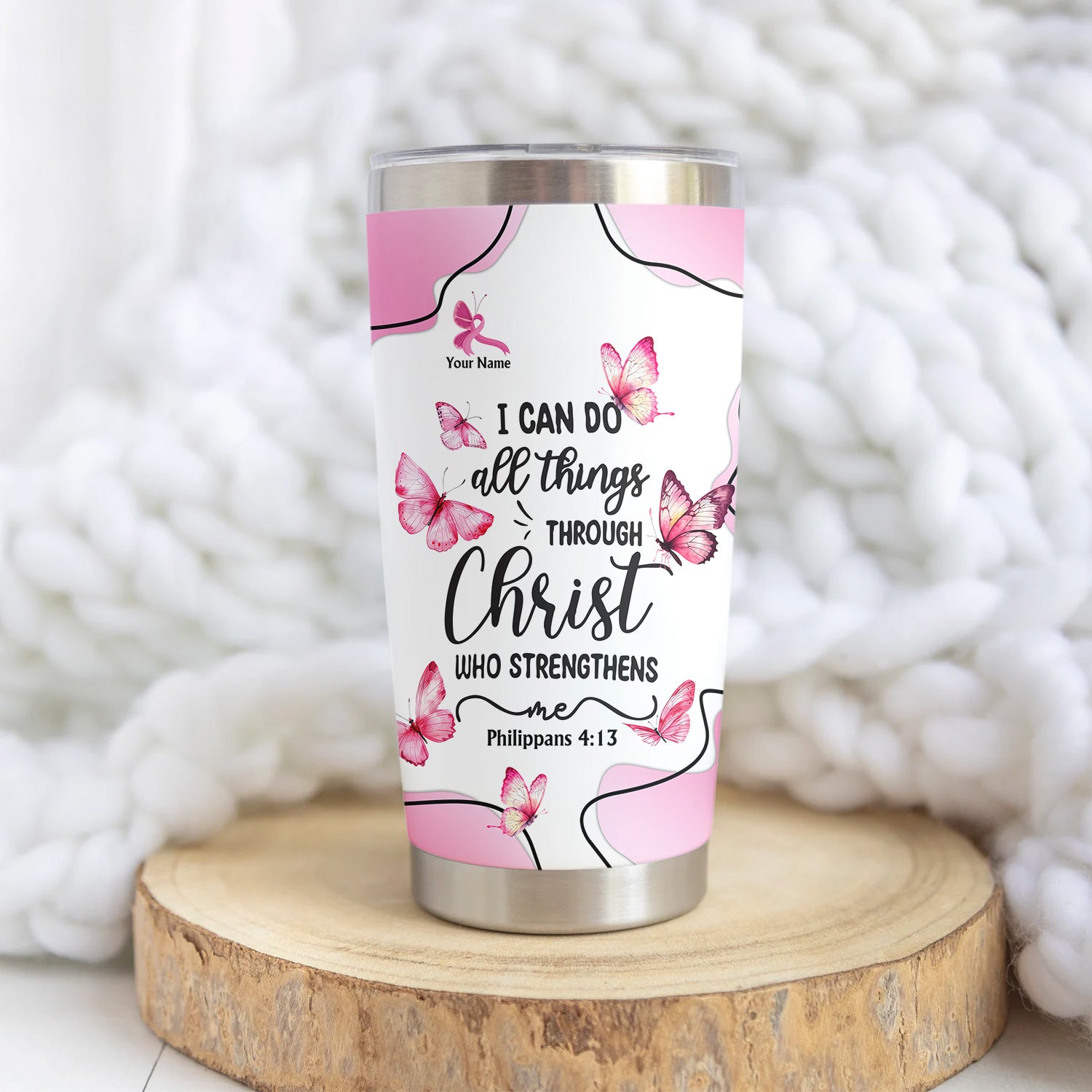 Personalized Christian Nurse Tumbler - Faith Jesus Strength Religious Bible Verse - Gift for RN LPN CNA Healthcare Workers