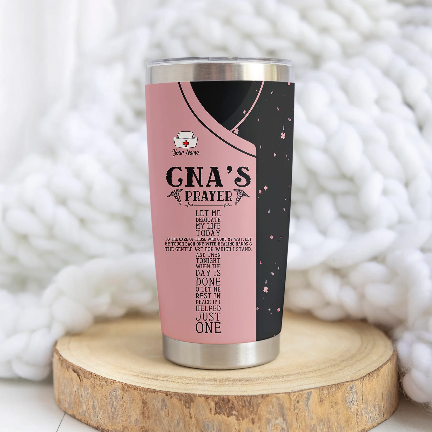 Personalized CNA Prayer Tumbler - Nurse Prayer & Caduceus Symbol Design - Gift for RN LPN Healthcare Workers