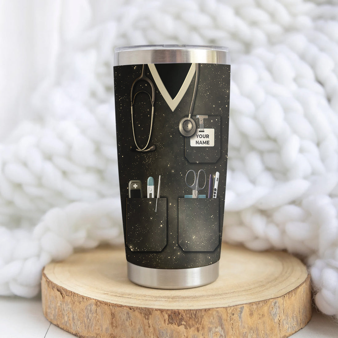 Personalized Nurse Tumbler - Floral Caduceus Design with Custom Name - Inspirational Gift for Medical Staff RN LPN CNA
