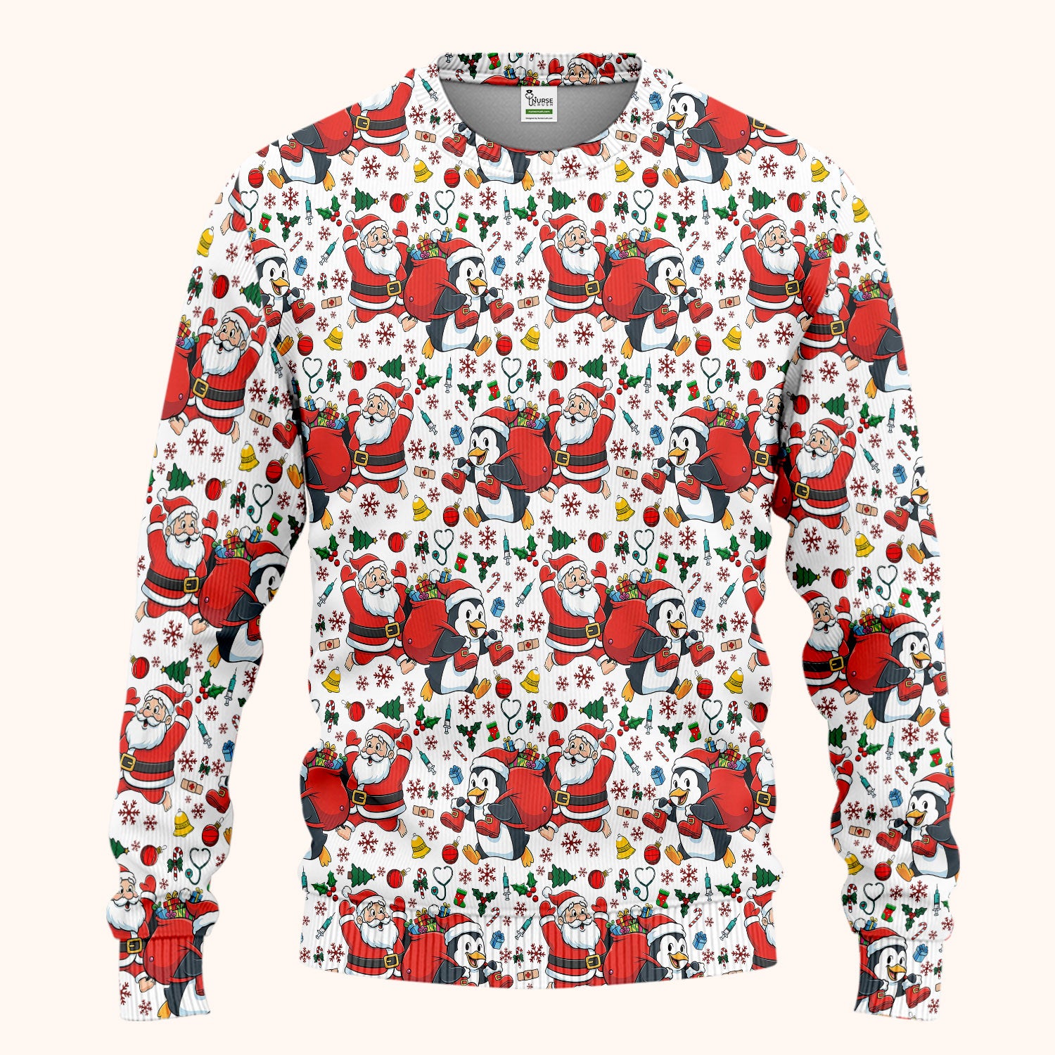 Funny Penguin Christmas Scrub Set - Santa Holiday Nurse Uniform for Women - Medical Gift for RN CNA LPN