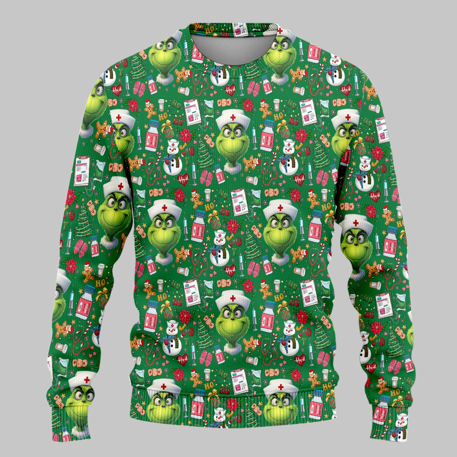 Merry Grinchmas Scrub Set for Women - Comfortable Nursing Pants - Christmas Medical Uniform - Holiday Ugly Sweater Gift for Her