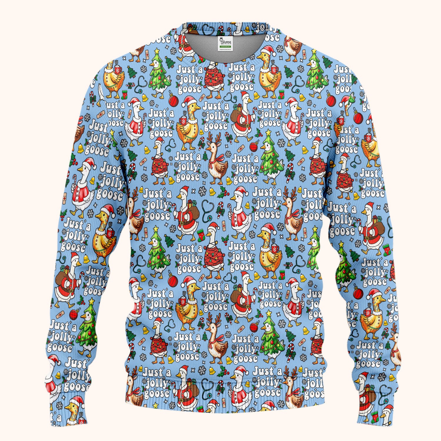 Christmas Goose Scrub Set for Nurse - Funny Jolly Holiday Medical Uniform for Women