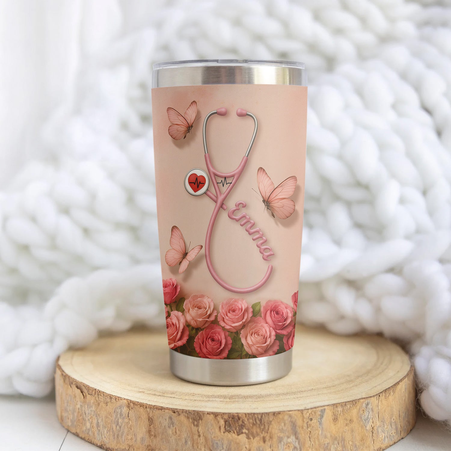 Nutrition Facts Nurse Tumbler - Personalized 20oz Stainless Steel Cup - Funny Nurse Gift for Women