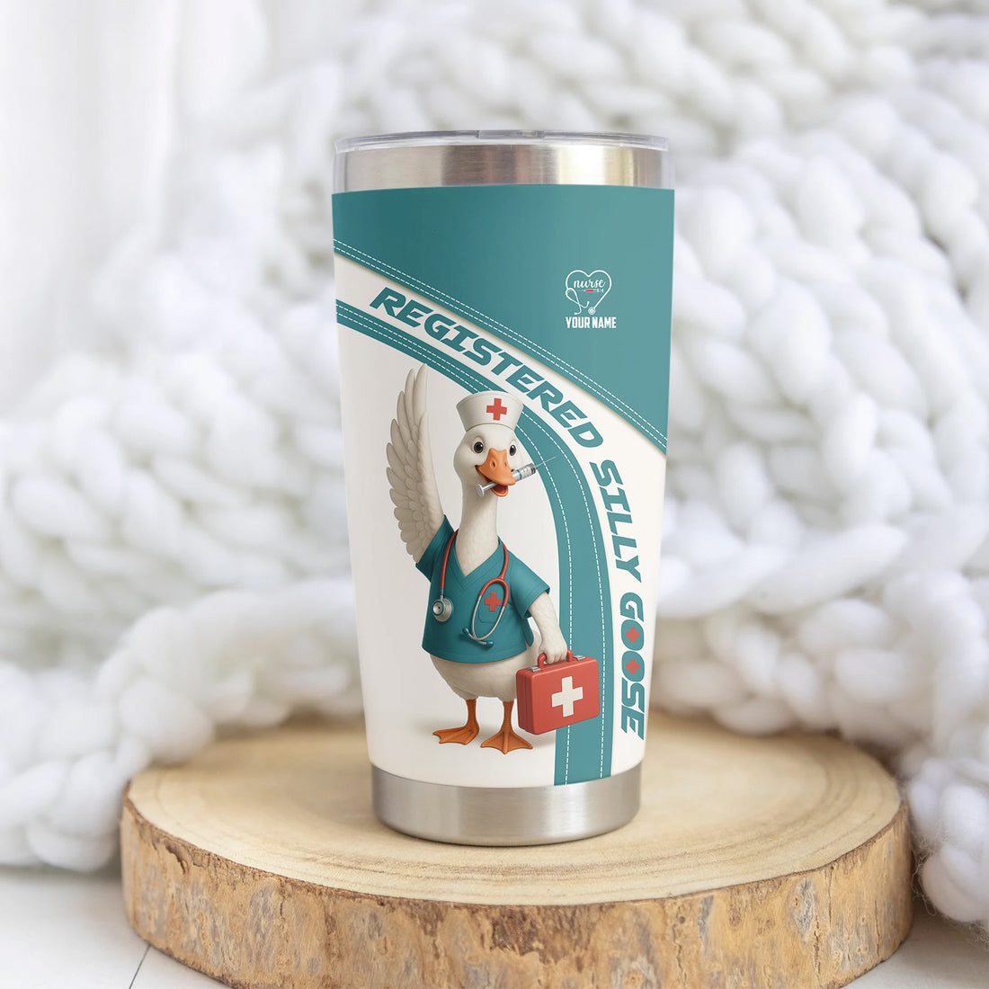 Personalized Registered Nurse Tumbler - Silly Goose Design for Nurse Gifts - Customizable Travel Mug for LPNs & Healthcare Workers