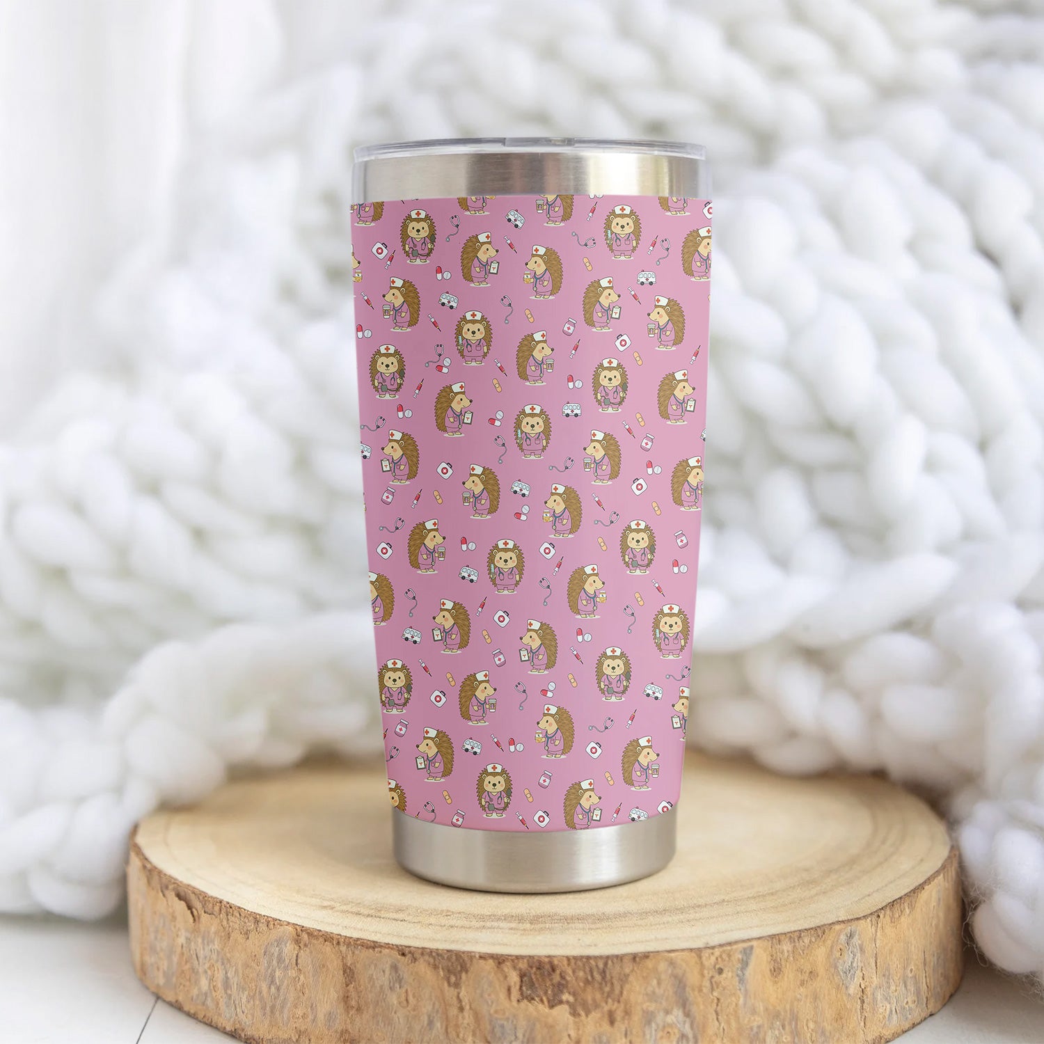 Adorable Hedgehog Nurse Tumbler - Hilarious Gift for RN LPN CNA Women - Personalized Stainless Cup for Healthcare Workers