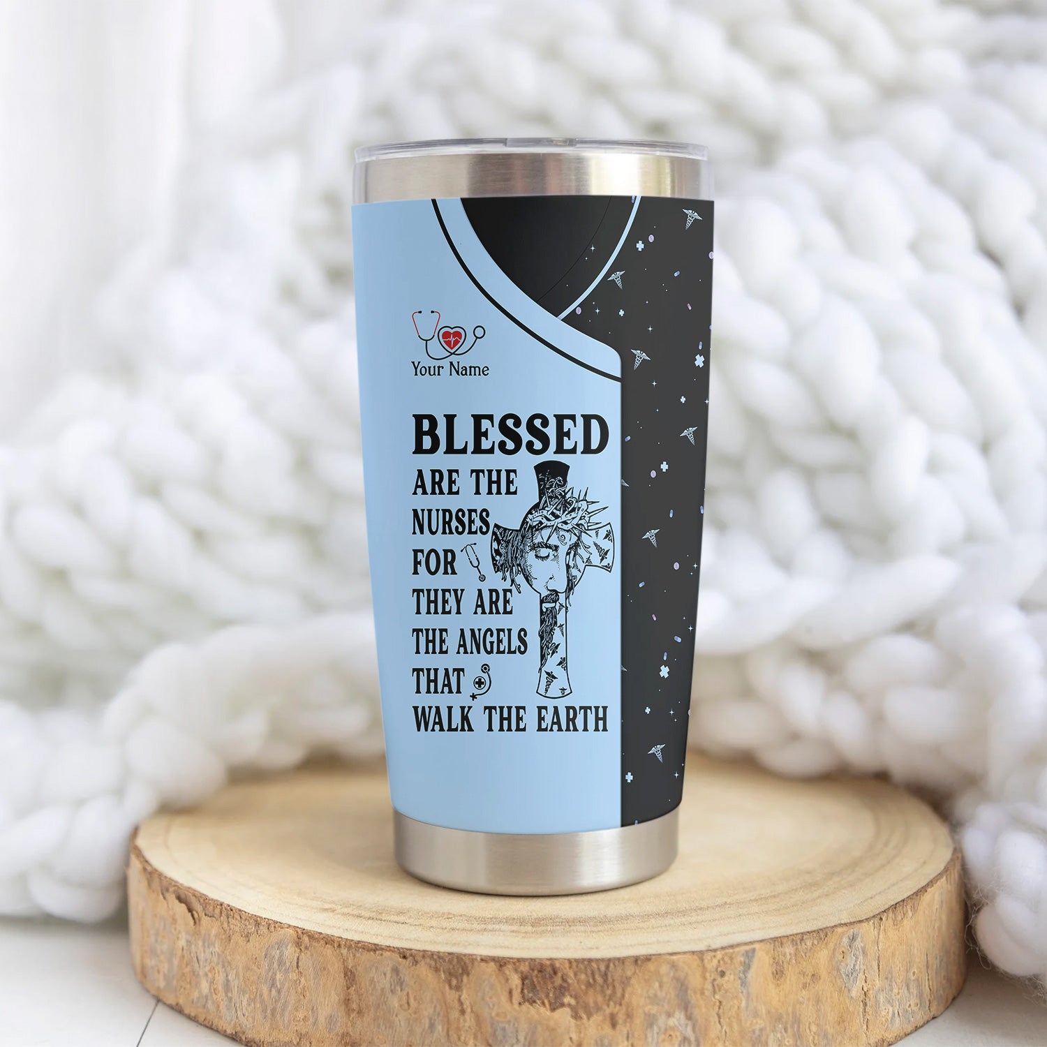 Custom Faith Nurse Tumbler - Blessed Are The Nurses Angel - Gift for Women RN LPN & Healthcare Workers