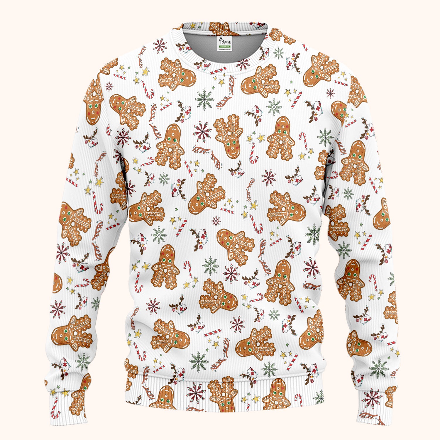 Gingerbread Cookies Reindeer Women's Scrub Sets - Comfortable Scrubs for Nurses - Funny Christmas Med Uniform