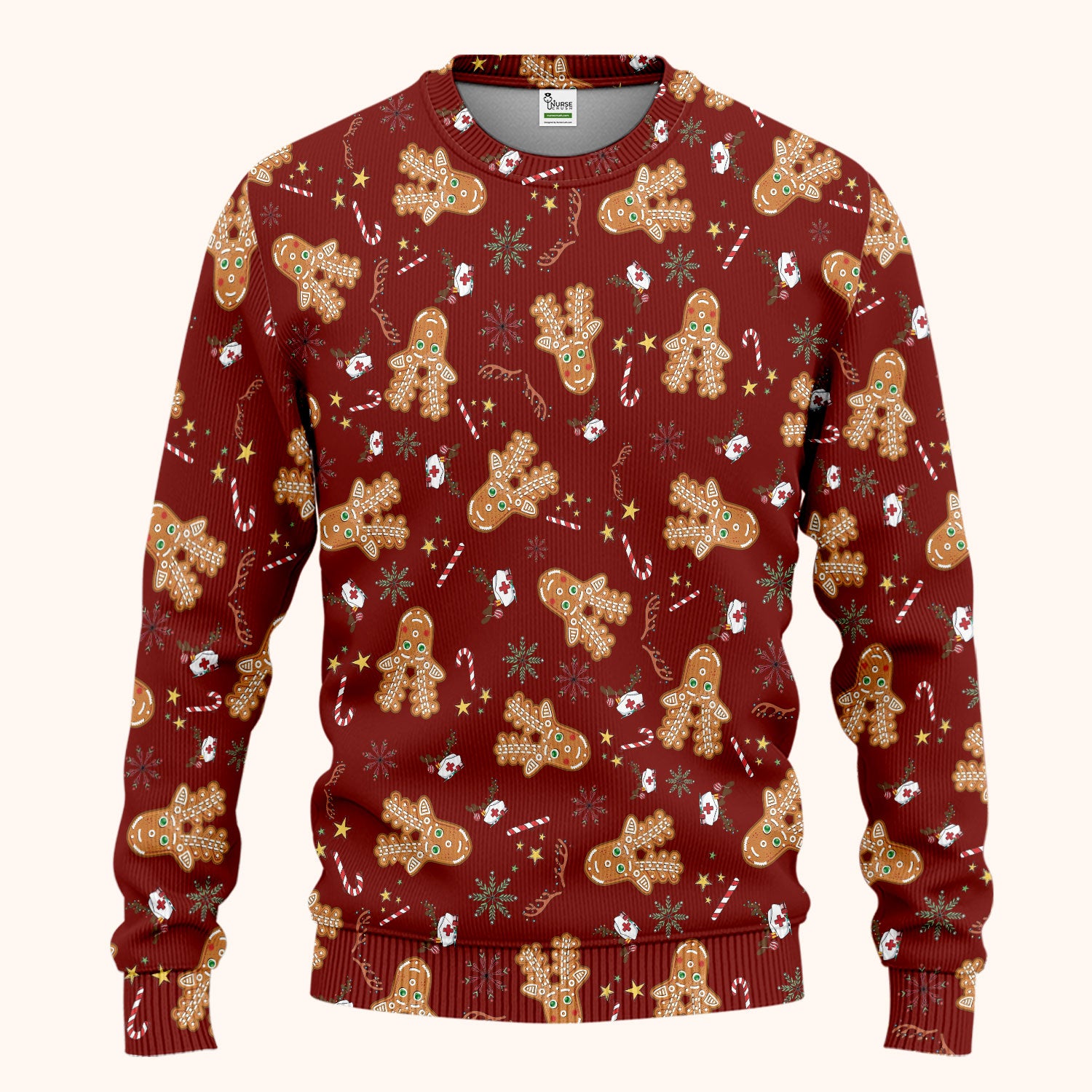 Gingerbread Cookies Reindeer Women's Scrub Sets - Comfortable Scrubs for Nurses - Funny Christmas Med Uniform