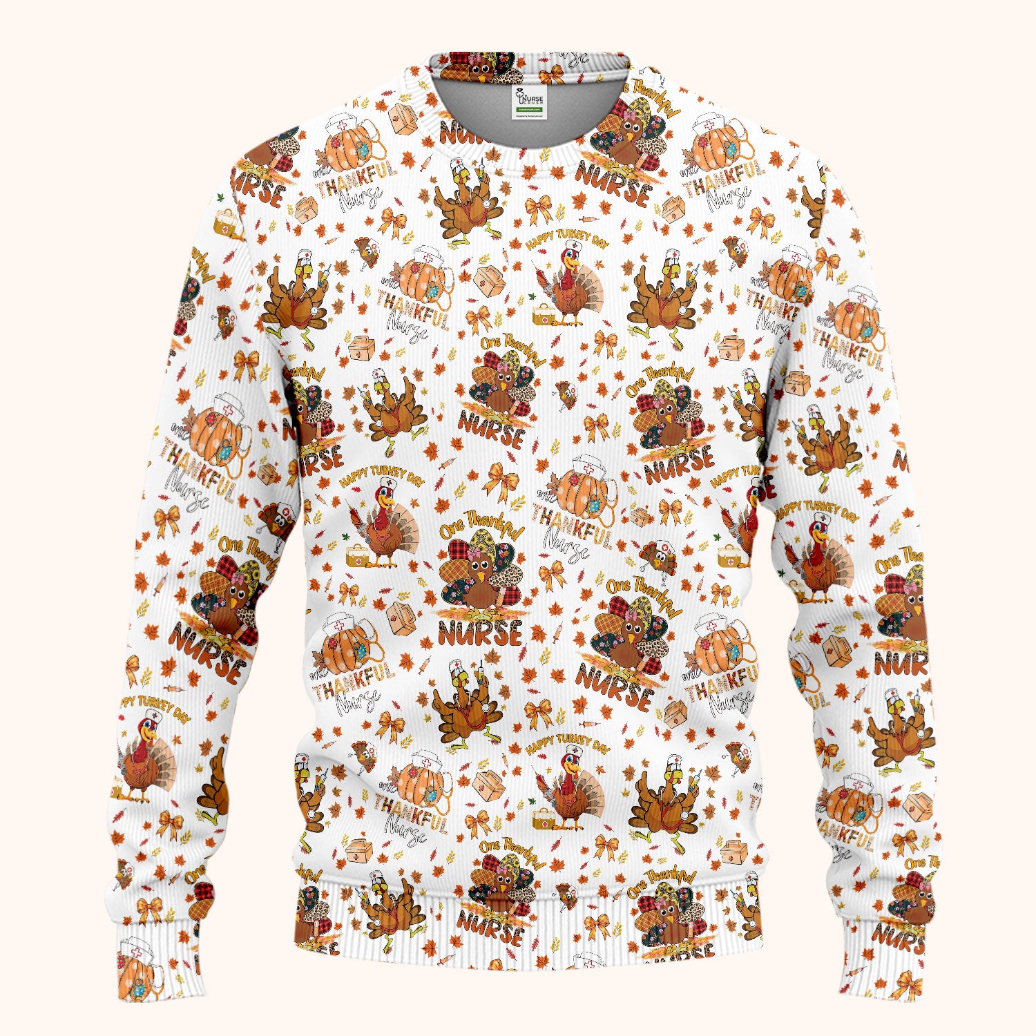 Thanksgiving Scrub Set for Women - Turkey Pumpkin Scrub Top and Pants for Nurses - Fall Med Uniform for RN CNA LPN