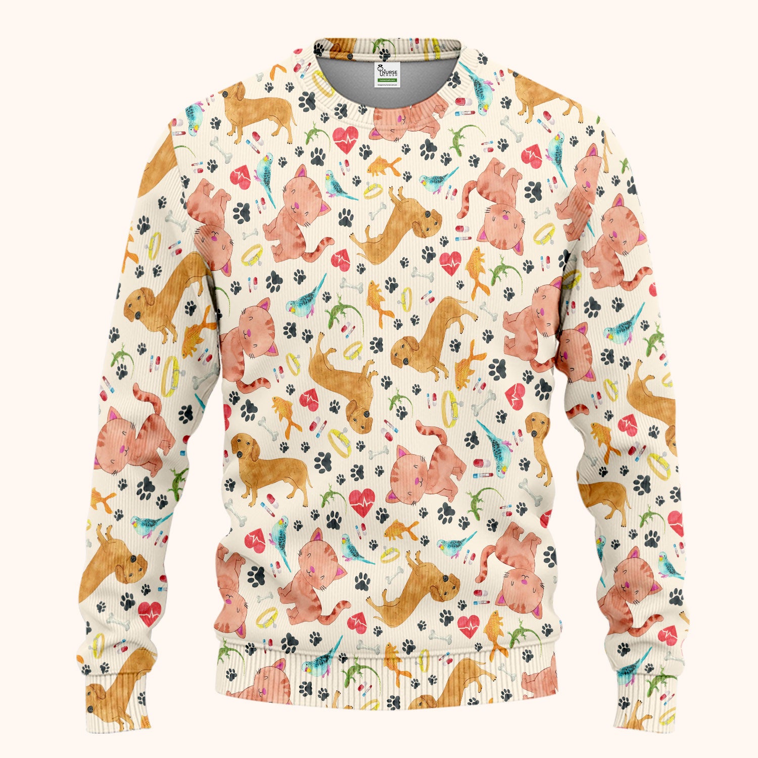 Cute Cat Dog Scrub Set - Animal Lover Medical Uniform - Funny Veterinary Nurse Gift for Women RN CNA LPN