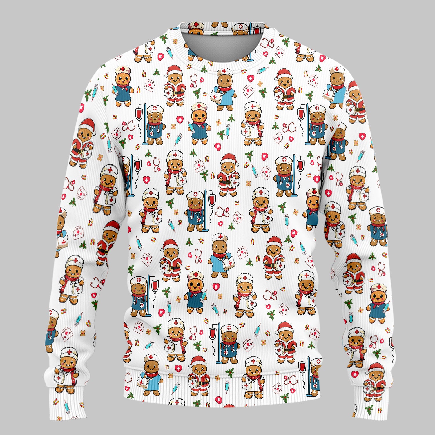 Gingerbread Nurse Scrub Pants - Santa’s Favorite Nurse Holiday Gift - Medical Uniform Set for RN LPN CNA - Funny Xmas Ugly Sweater