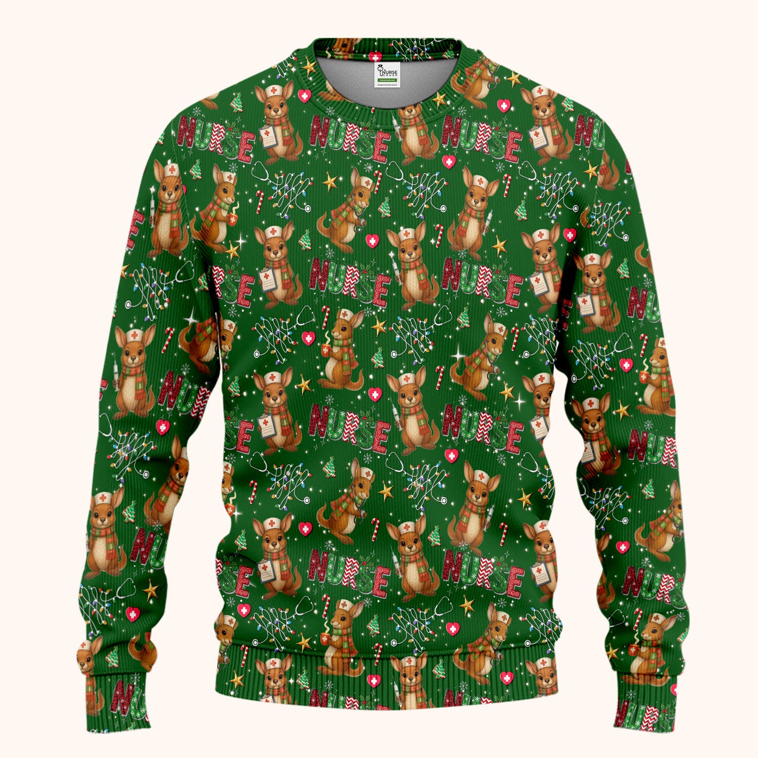 Christmas Kangaroo Nurse Scrub Set - Cute Aussie Holiday Medical Uniform - Funny Xmas Gift for Women