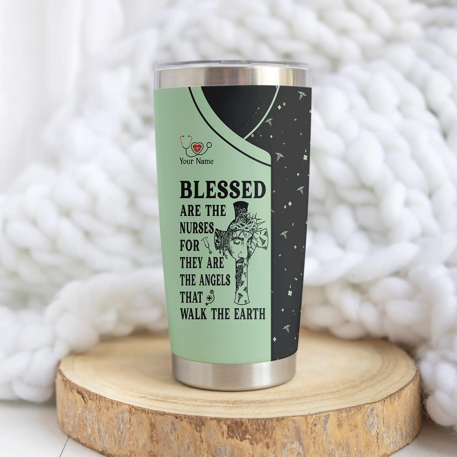 Custom Faith Nurse Tumbler - Blessed Are The Nurses Angel - Gift for Women RN LPN & Healthcare Workers