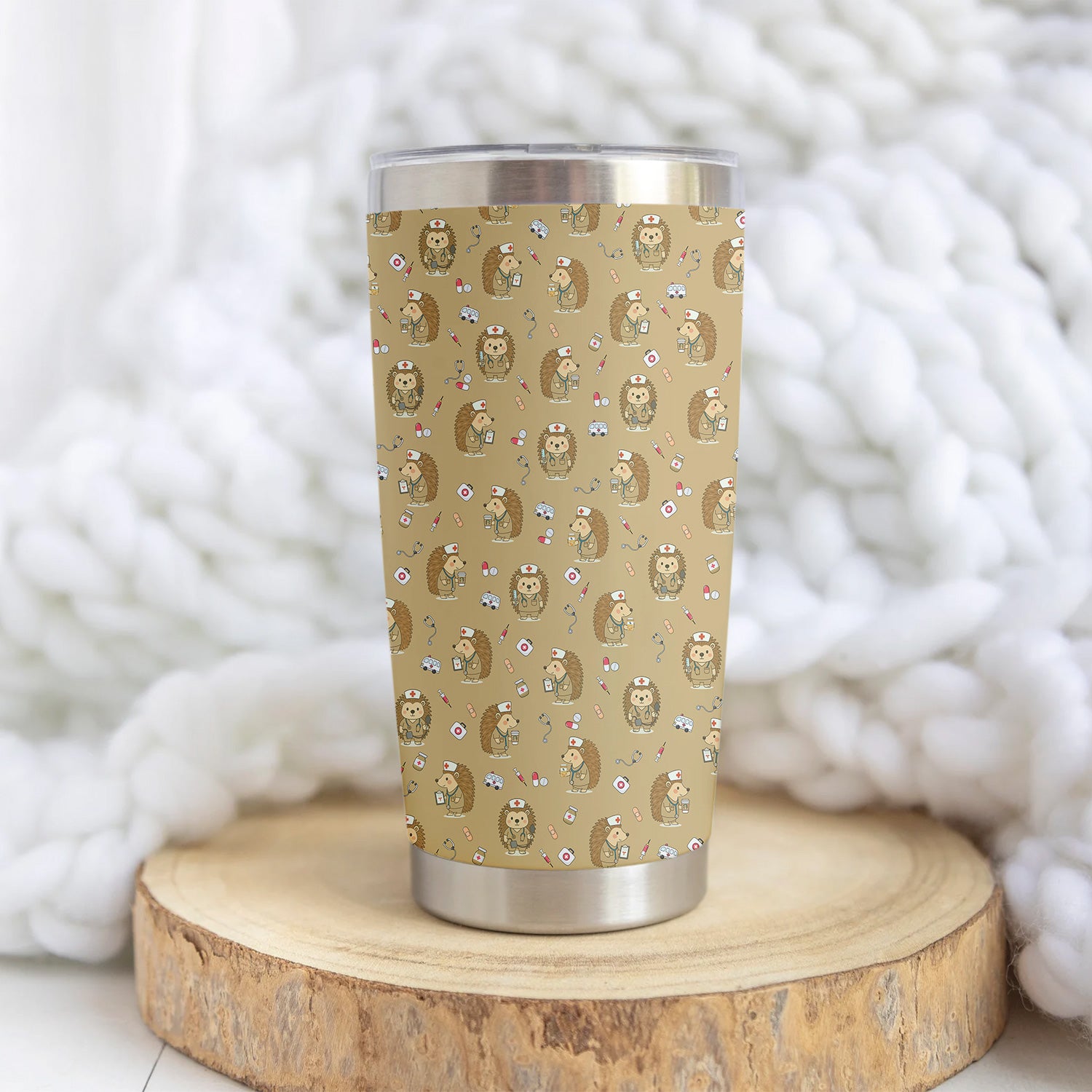 Adorable Hedgehog Nurse Tumbler - Hilarious Gift for RN LPN CNA Women - Personalized Stainless Cup for Healthcare Workers