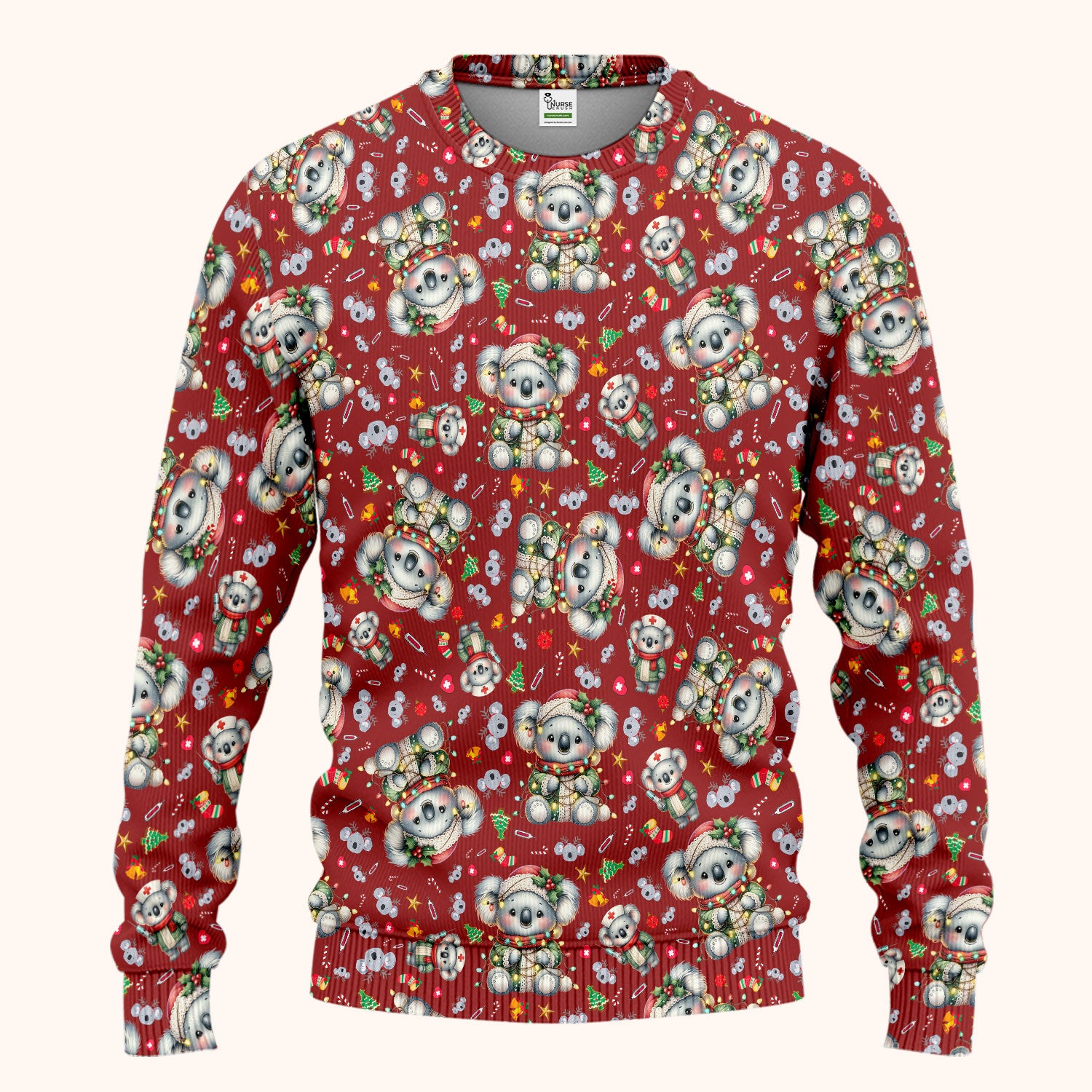 Christmas Koala Scrub Set - Cute Aussie Holiday Nursing Top and Pants - Funny Animal Medical Uniform