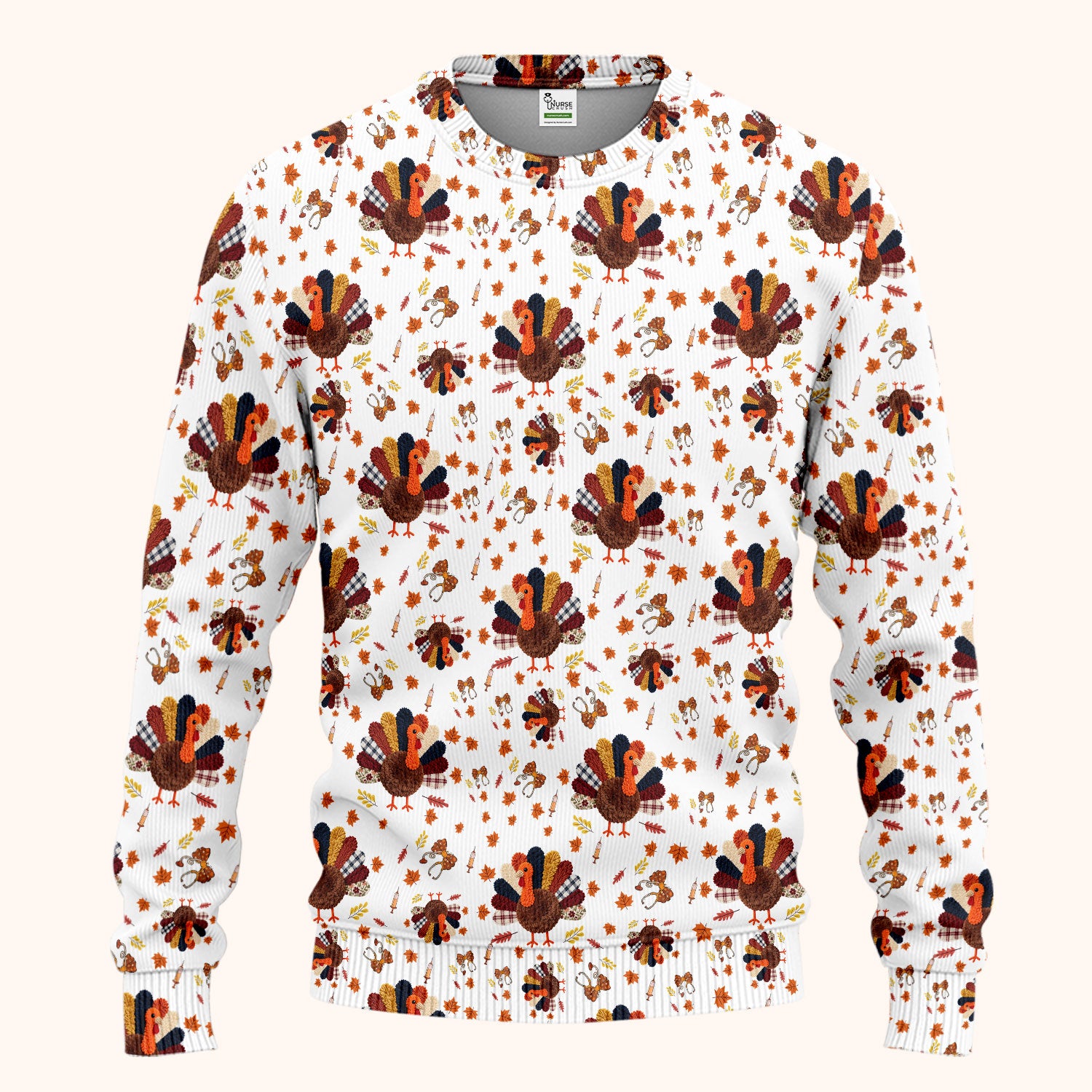 Thanksgiving Women's Scrub Sets - Funny Autumn Turkey Pants and V Neck Top - Breathable Fabrics Nursing Uniform