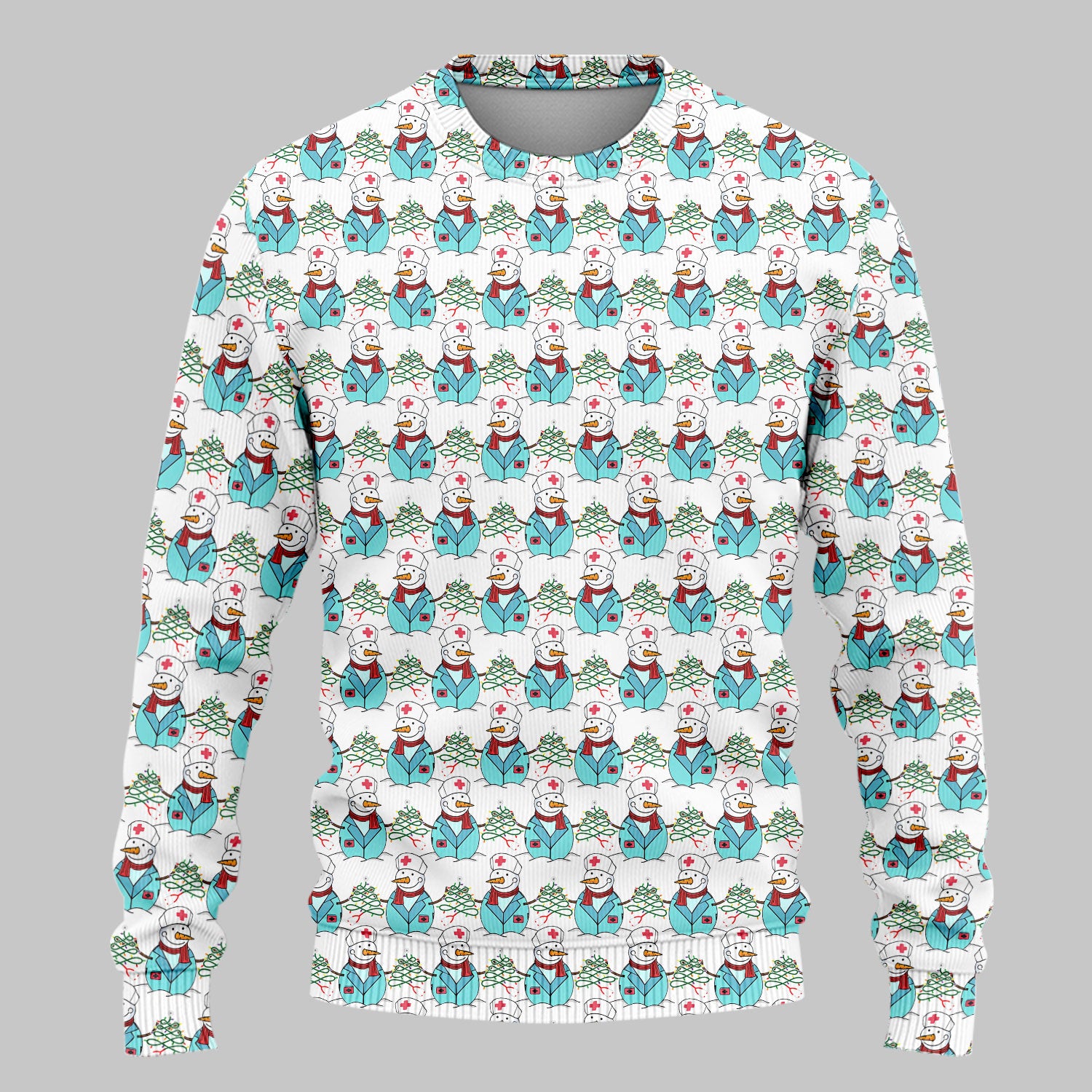 Snowman Nurse Scrub Pants - Xmas Med Uniform for Women - Comfortable Nursing Scrub Sets - Snowman Ugly Sweater Gift