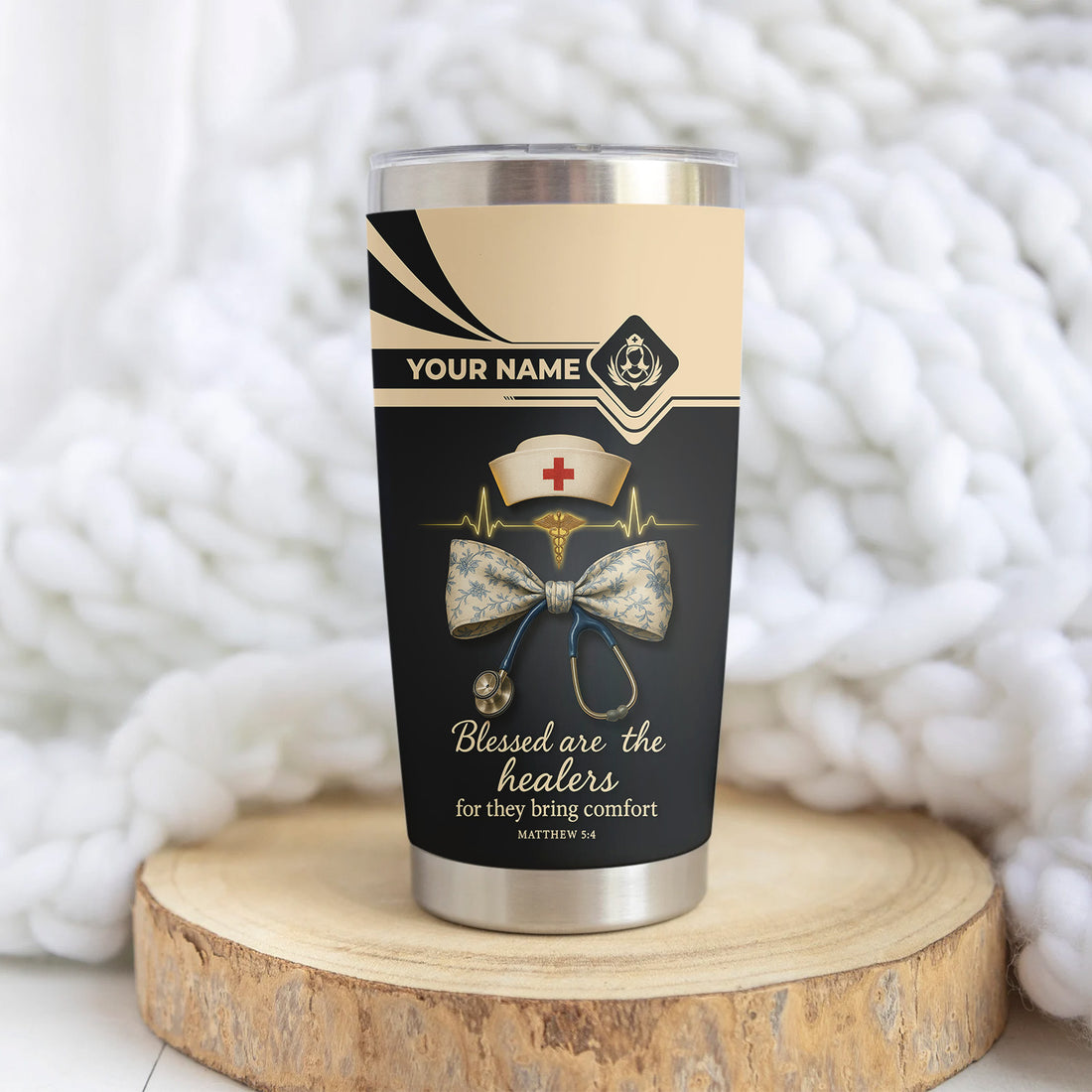 Blessed Are the Healers Nurse Tumbler - Custom Stainless Steel Cup - Christian Gift for Healthcare Workers