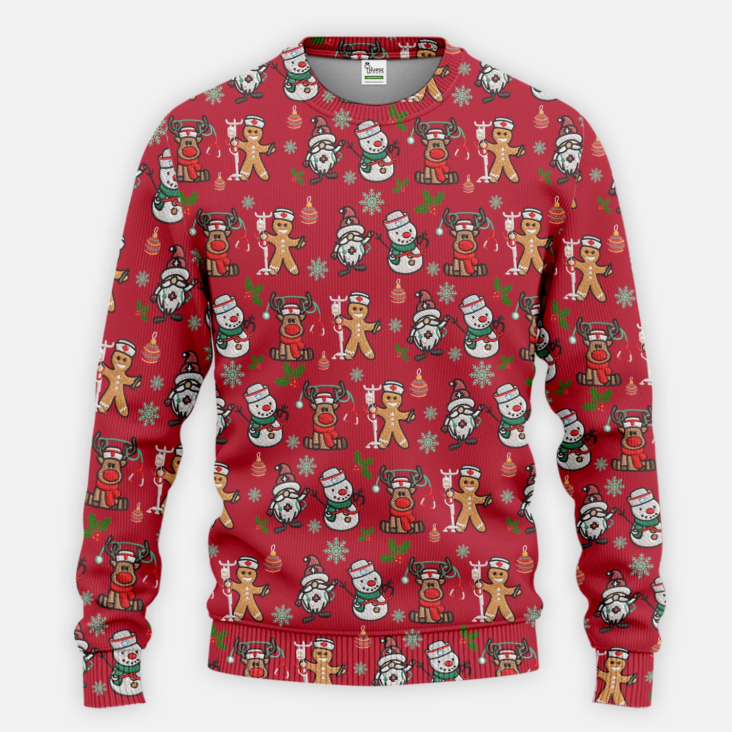 Reindeer Christmas Women's Scrub Sets - Gingerbread Cookies and Santa Claus Medical Uniform - Comfortable Scrubs for Nurses