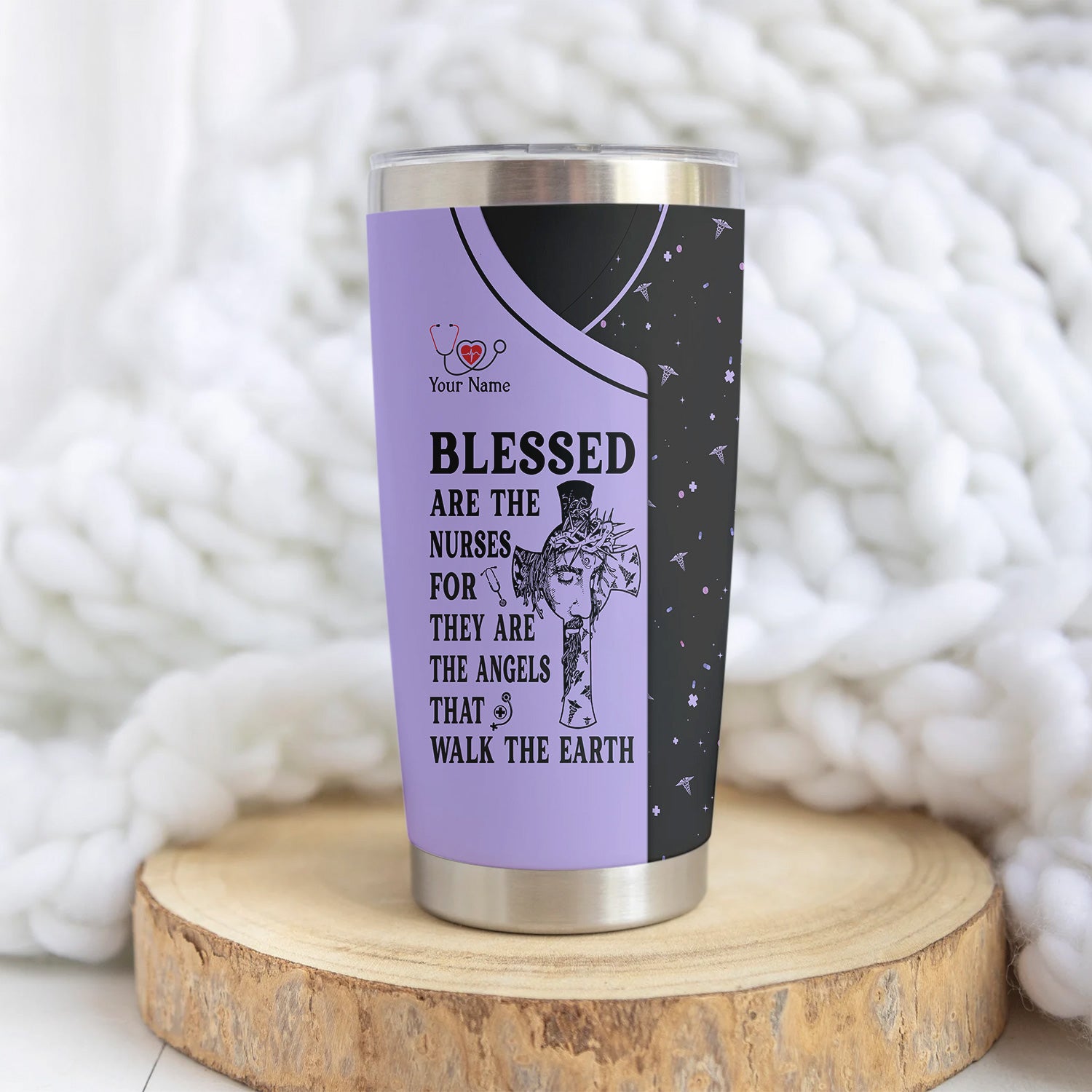 Custom Faith Nurse Tumbler - Blessed Are The Nurses Angel - Gift for Women RN LPN & Healthcare Workers
