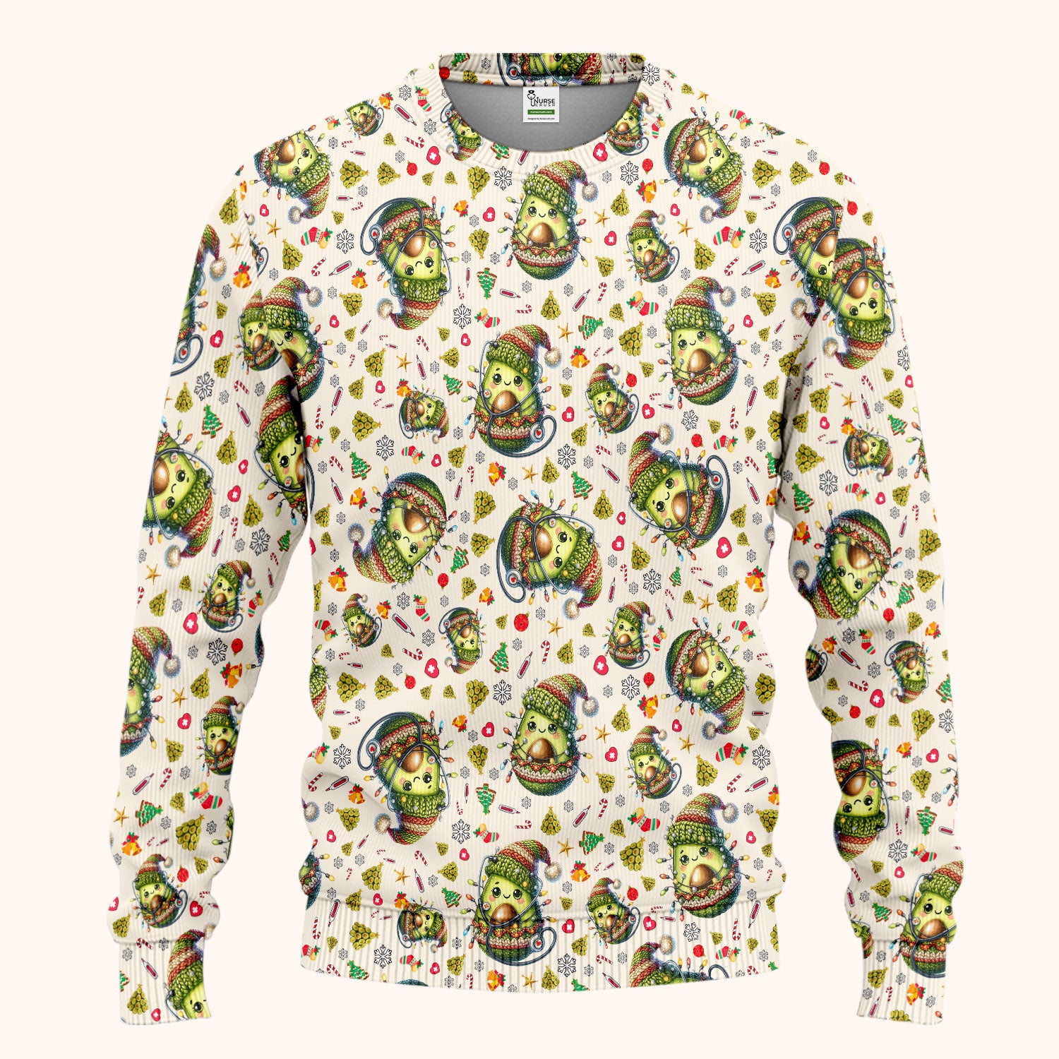 Avocado Scrub Set for Nurse - Funny Christmas Nursing Pants and V Neck Top - Cute Holiday Medical Uniform