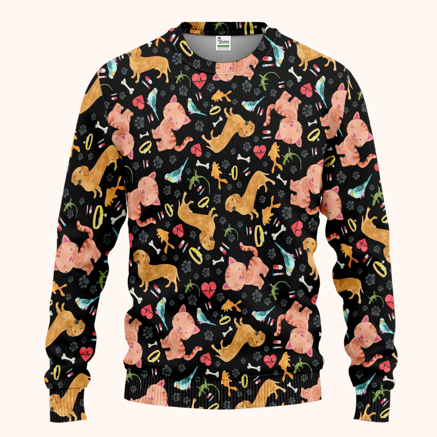 Cat Dog Veterinary Scrub Set - Cute Animal Paw Print Medical Pants and V Neck Top for Women RN CNA Vet Tech