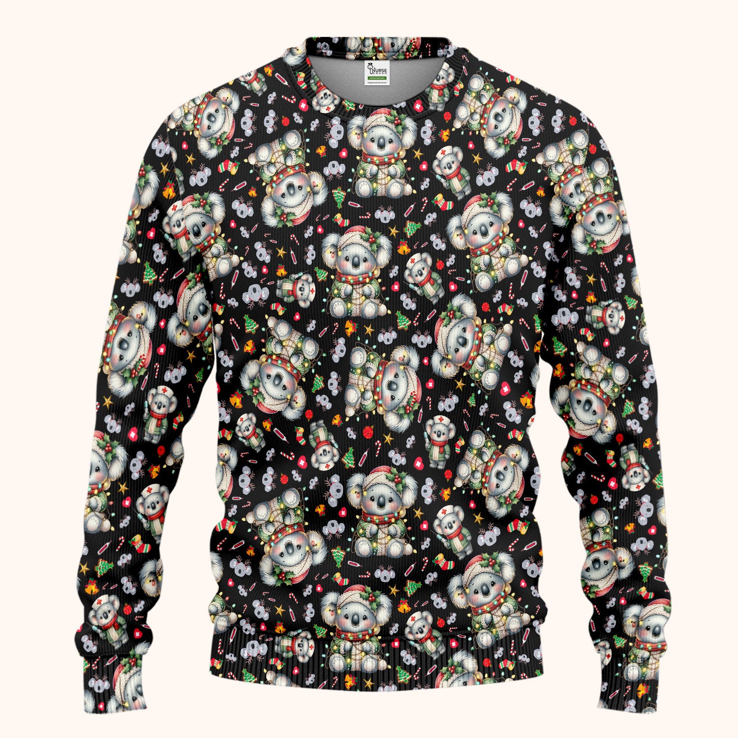 Christmas Koala Scrub Set - Cute Aussie Holiday Nursing Top and Pants - Funny Animal Medical Uniform