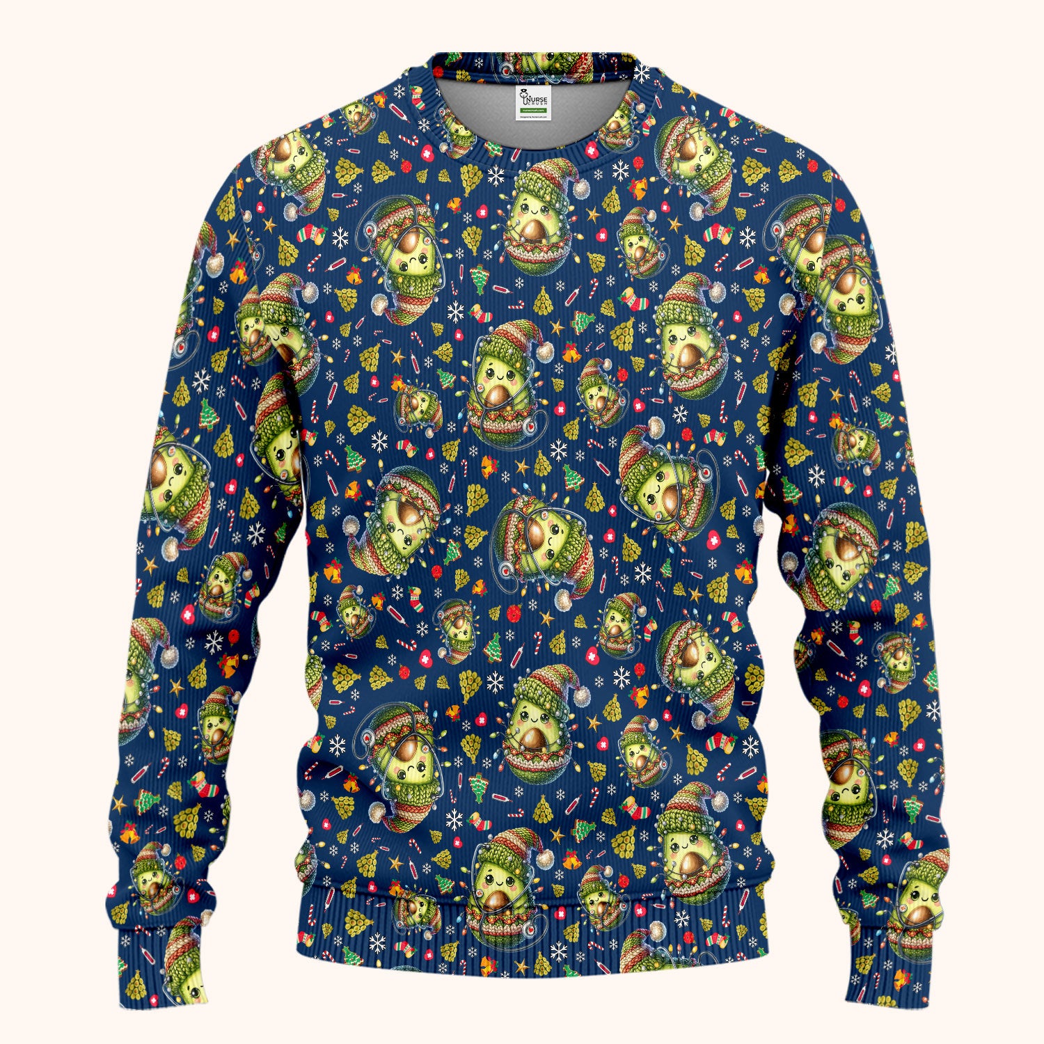 Avocado Scrub Set for Nurse - Funny Christmas Nursing Pants and V Neck Top - Cute Holiday Medical Uniform