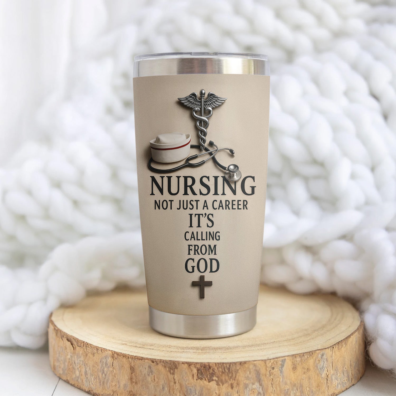 Christian Nurse Tumbler - Faith-Based Gift for RN CNA LPN - Nursing Is a Calling from God