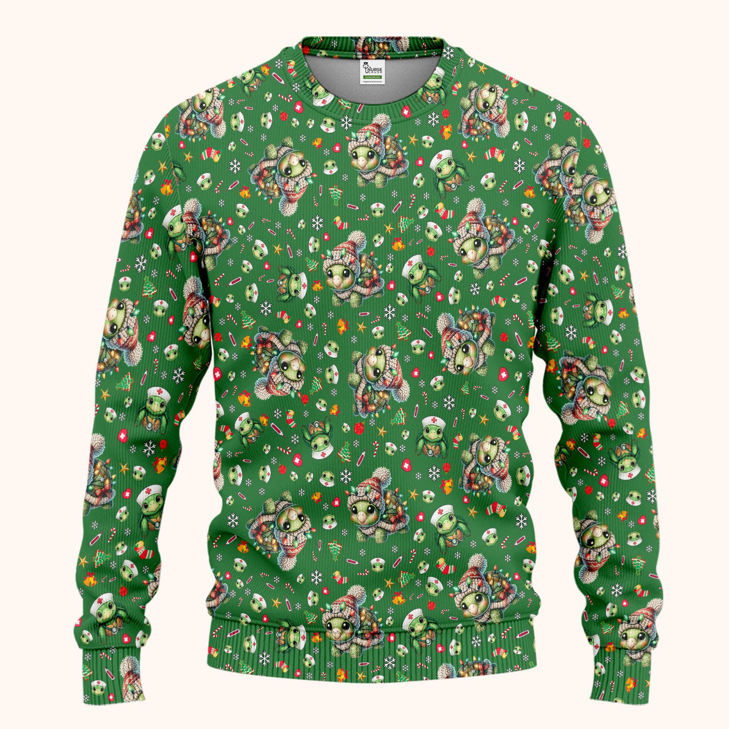 Christmas Turtle Scrub Set - Cute Funny Nurse Pants and V Neck Top - Holiday Medical Uniform for Women